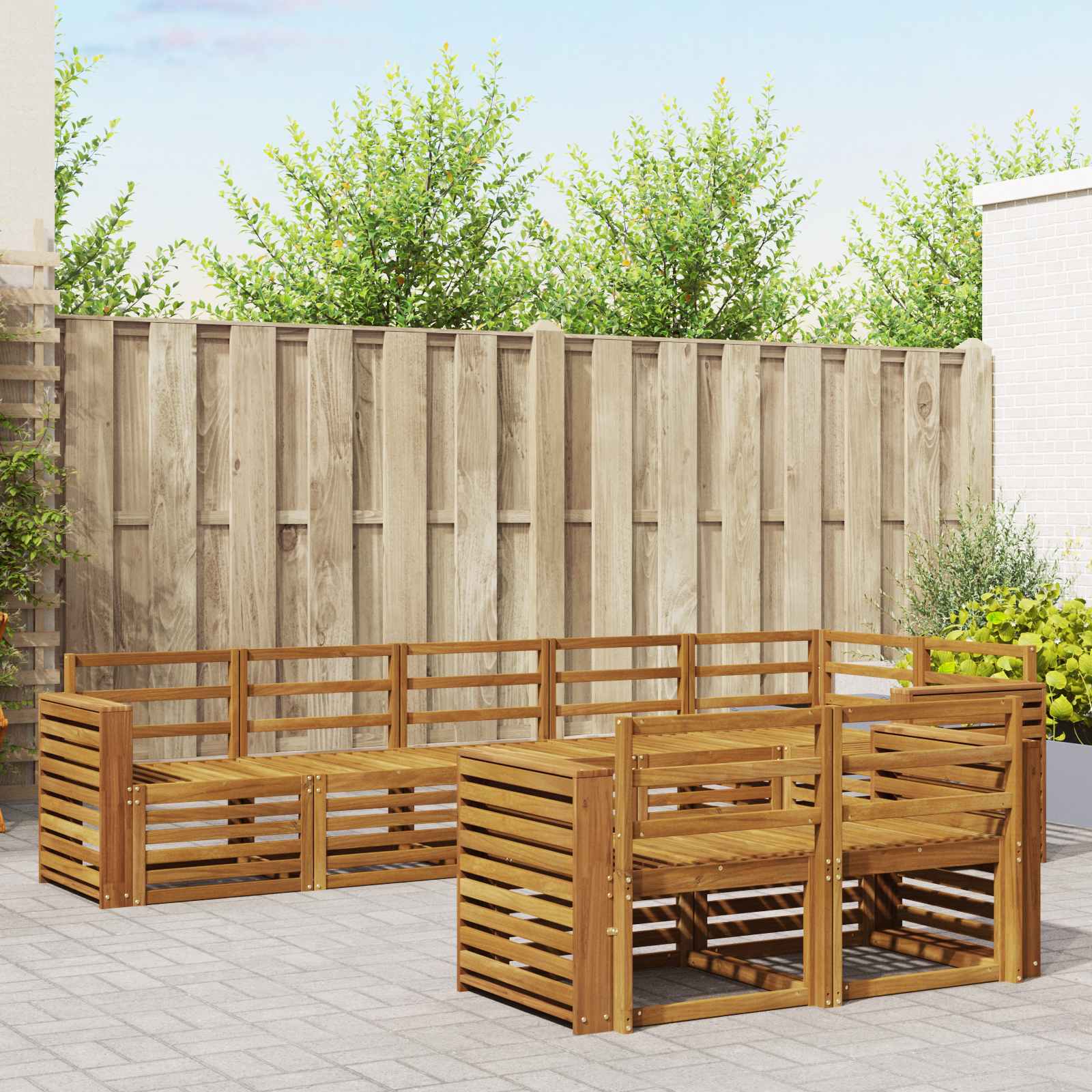 Ensembles de canapés 8 pcs Naturel Bois d'Acacia Massif - XIOS
