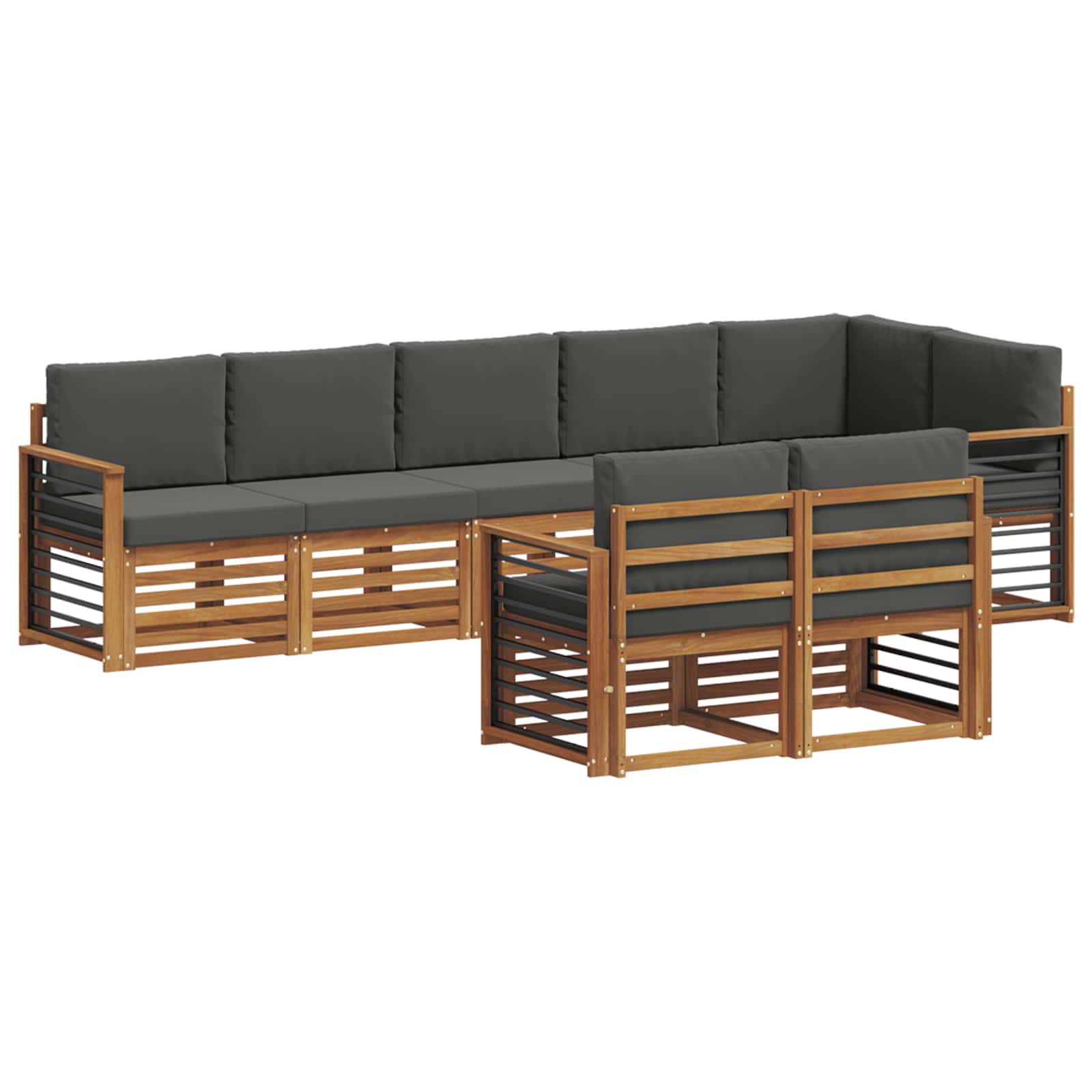 Ensembles de canapés avec coussin 8 pcs Naturel et Anthracite - XIOS