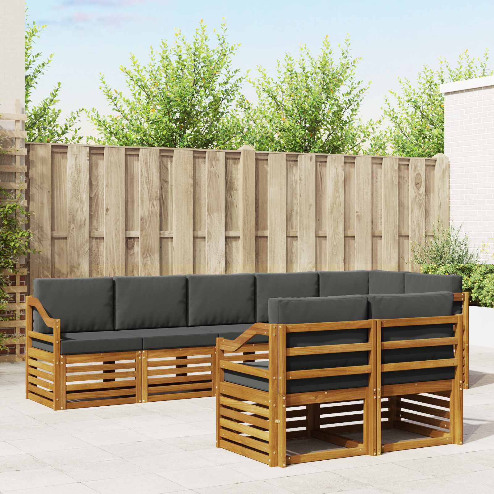 Ensembles de canapés avec coussin 8 pcs Naturel et Anthracite - XIOS