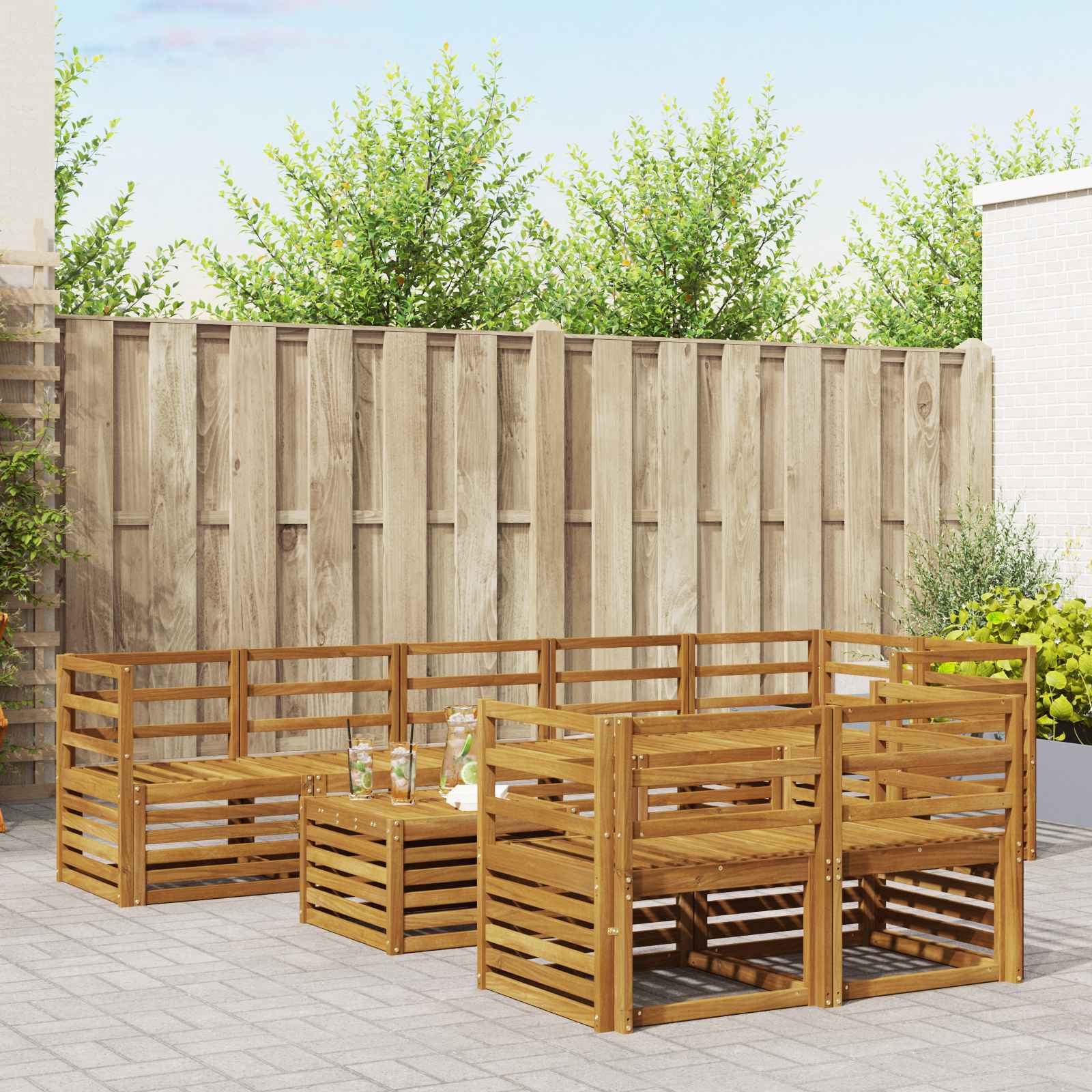 Ensembles de canapés 9 pcs Naturel Bois d'Acacia Massif - XIOS