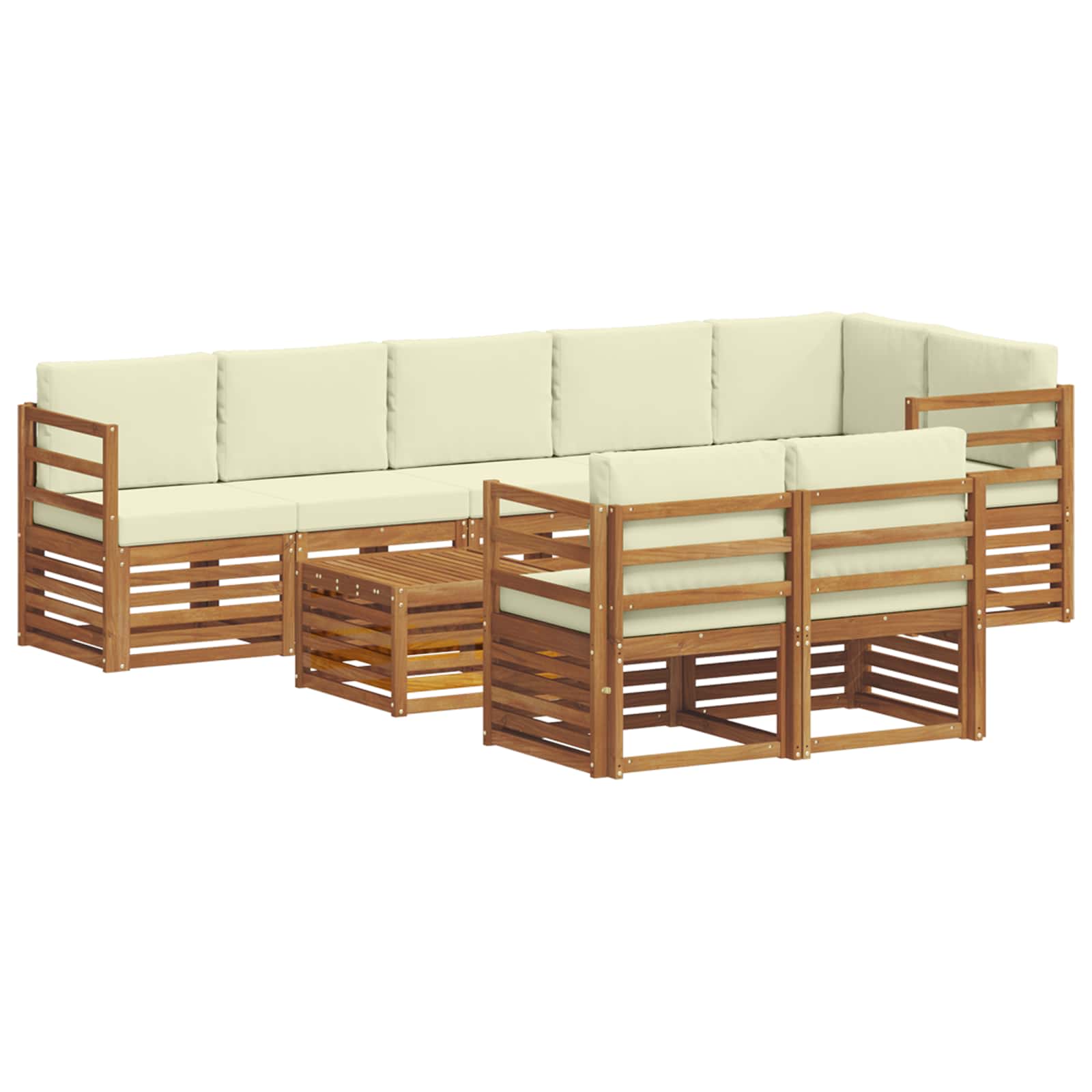 Ensembles de canapés avec coussin 9 pcs Naturel et Crème