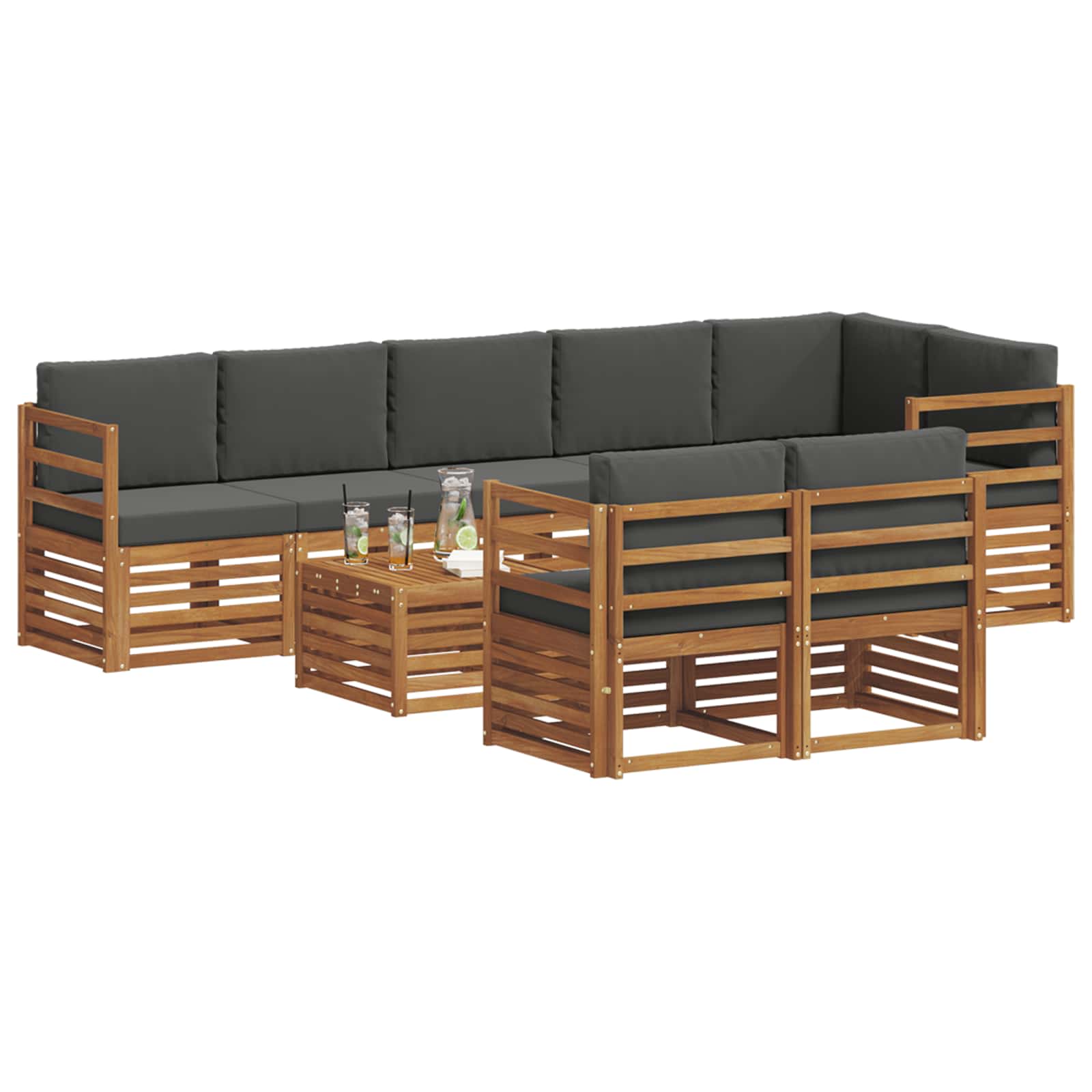 Ensembles de canapés avec coussin 9 pcs Naturel et Anthracite - XIOS