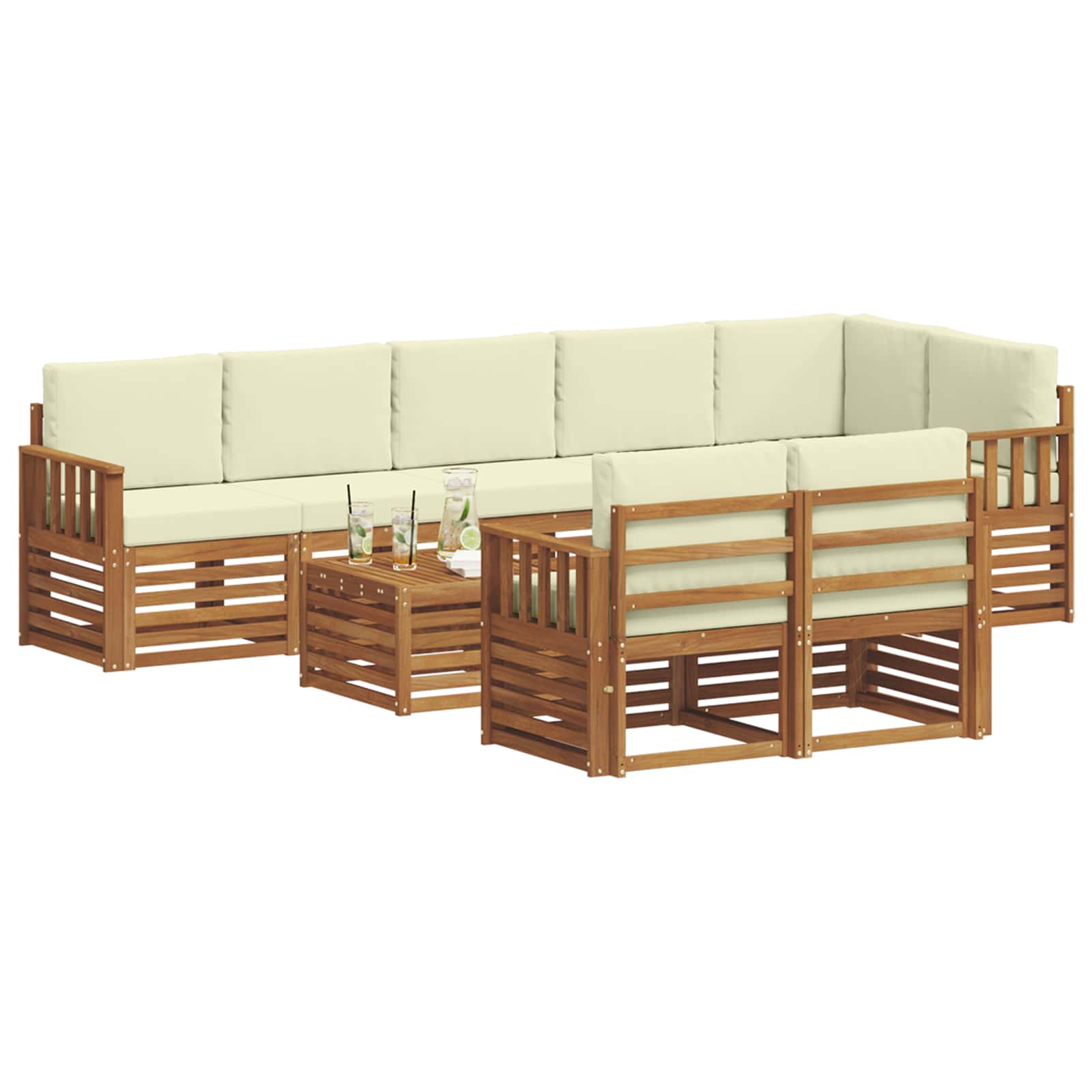 Ensembles de canapés avec coussin 9 pcs Naturel et Crème