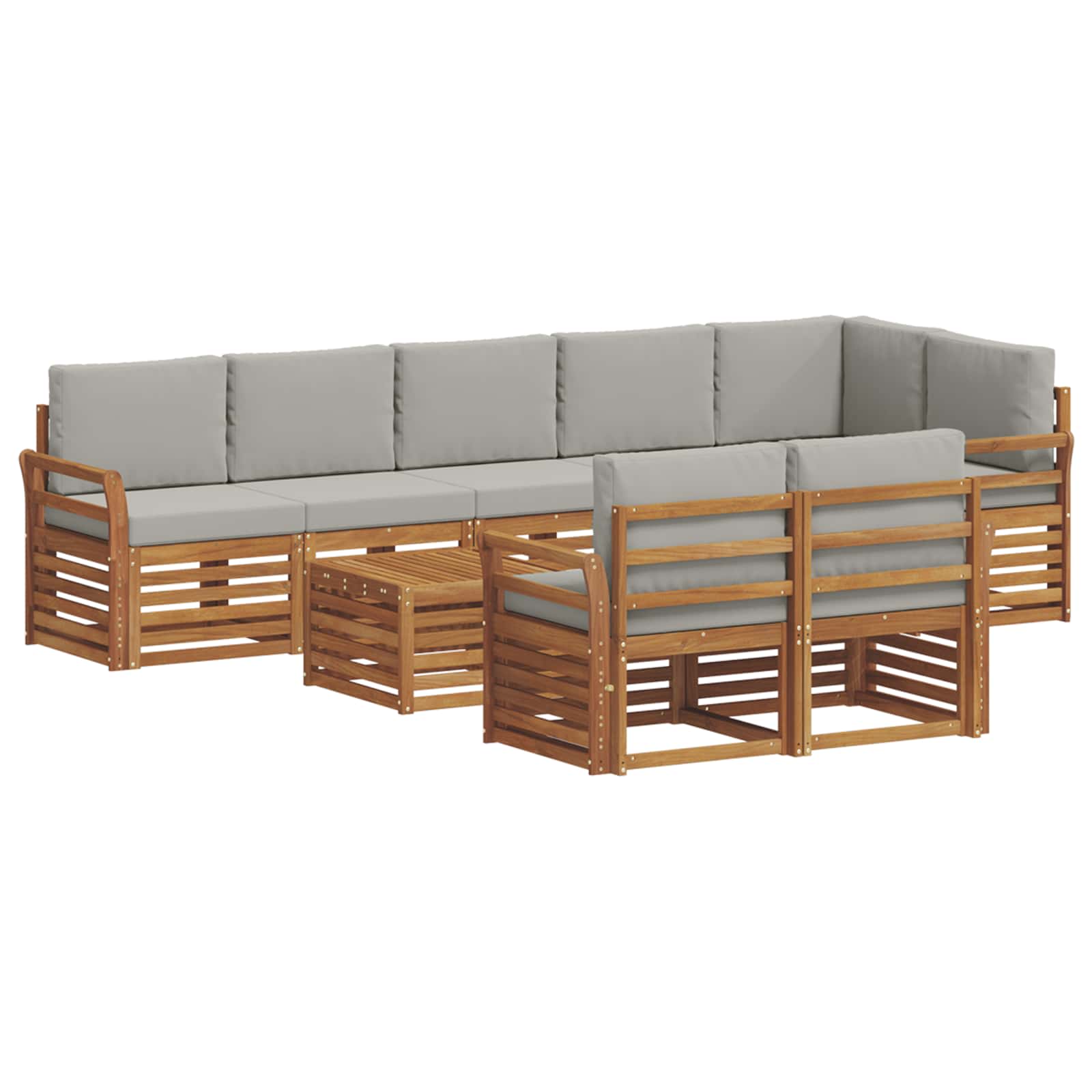 Ensembles de canapés avec coussin 9 pcs Gris Naturel et Clair