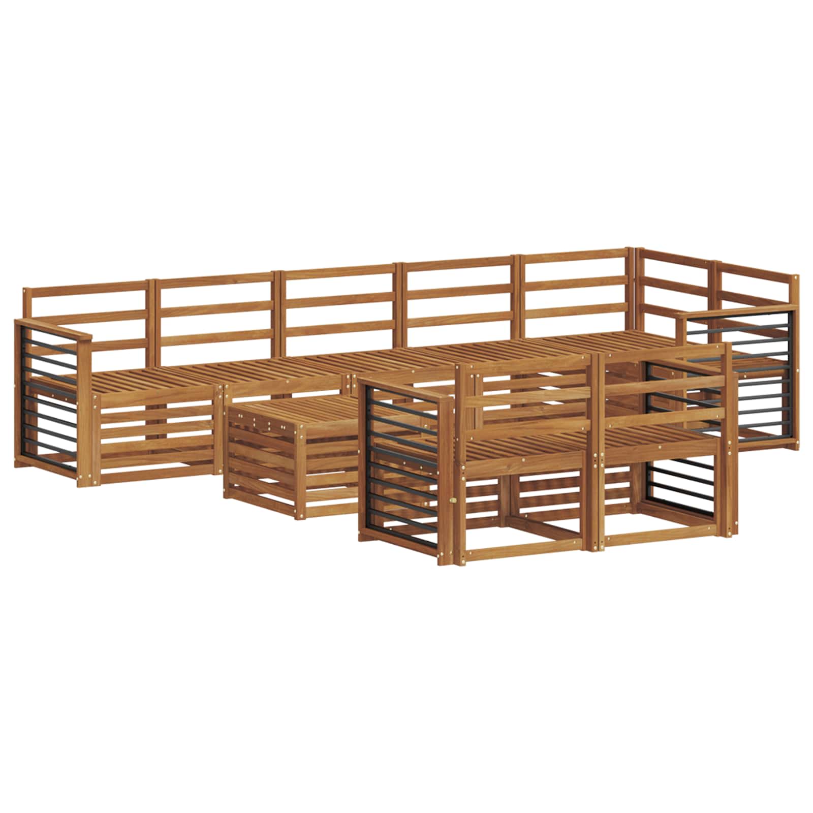 Ensembles de canapés 9 pcs Naturel Bois d'Acacia Massif - XIOS