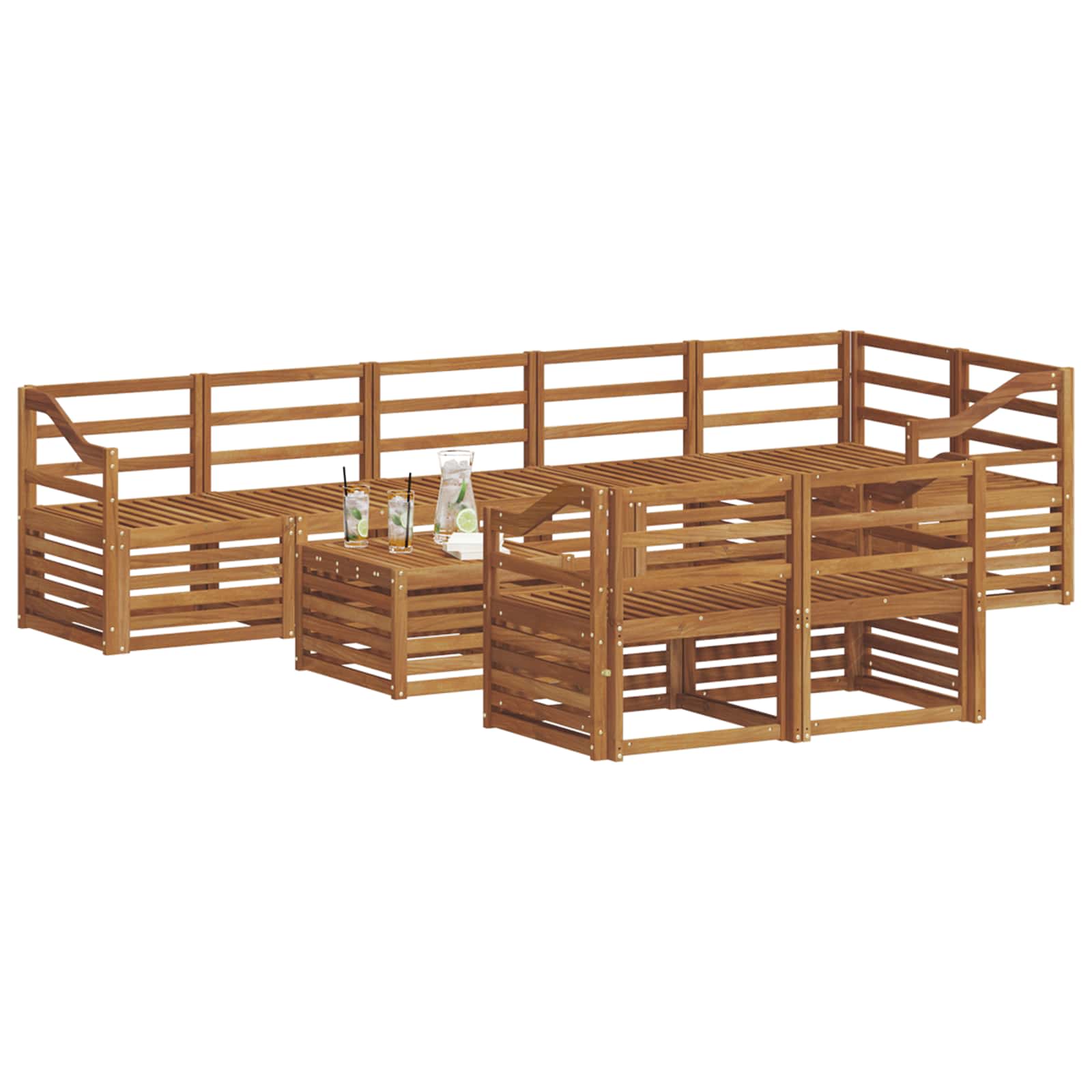 Ensembles de canapés 9 pcs Naturel Bois d'Acacia Massif - XIOS