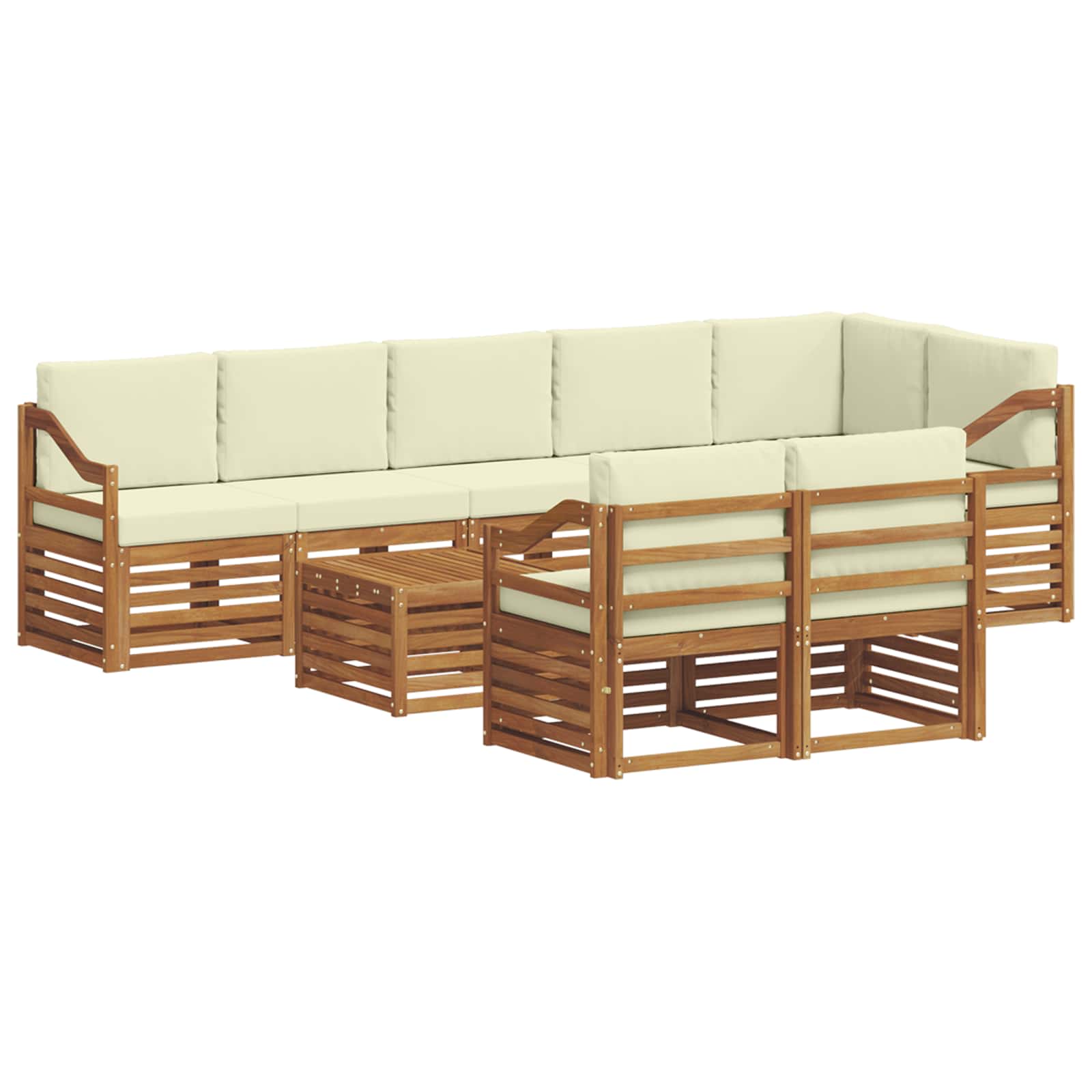 Ensembles de canapés avec coussin 9 pcs Naturel et Crème
