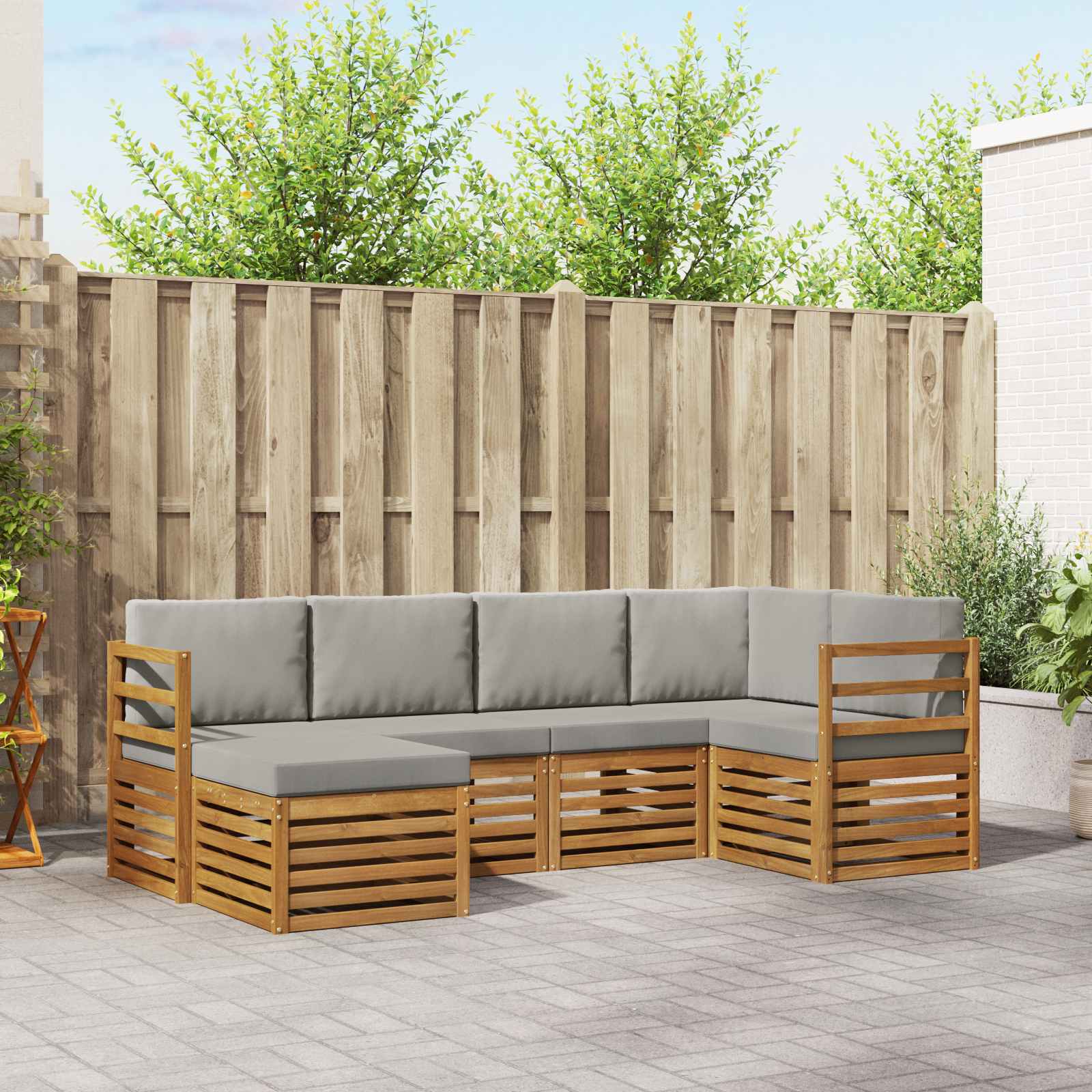 Ensemble de canapé d'angle 6 pcs Gris Naturel et Clair - XIOS