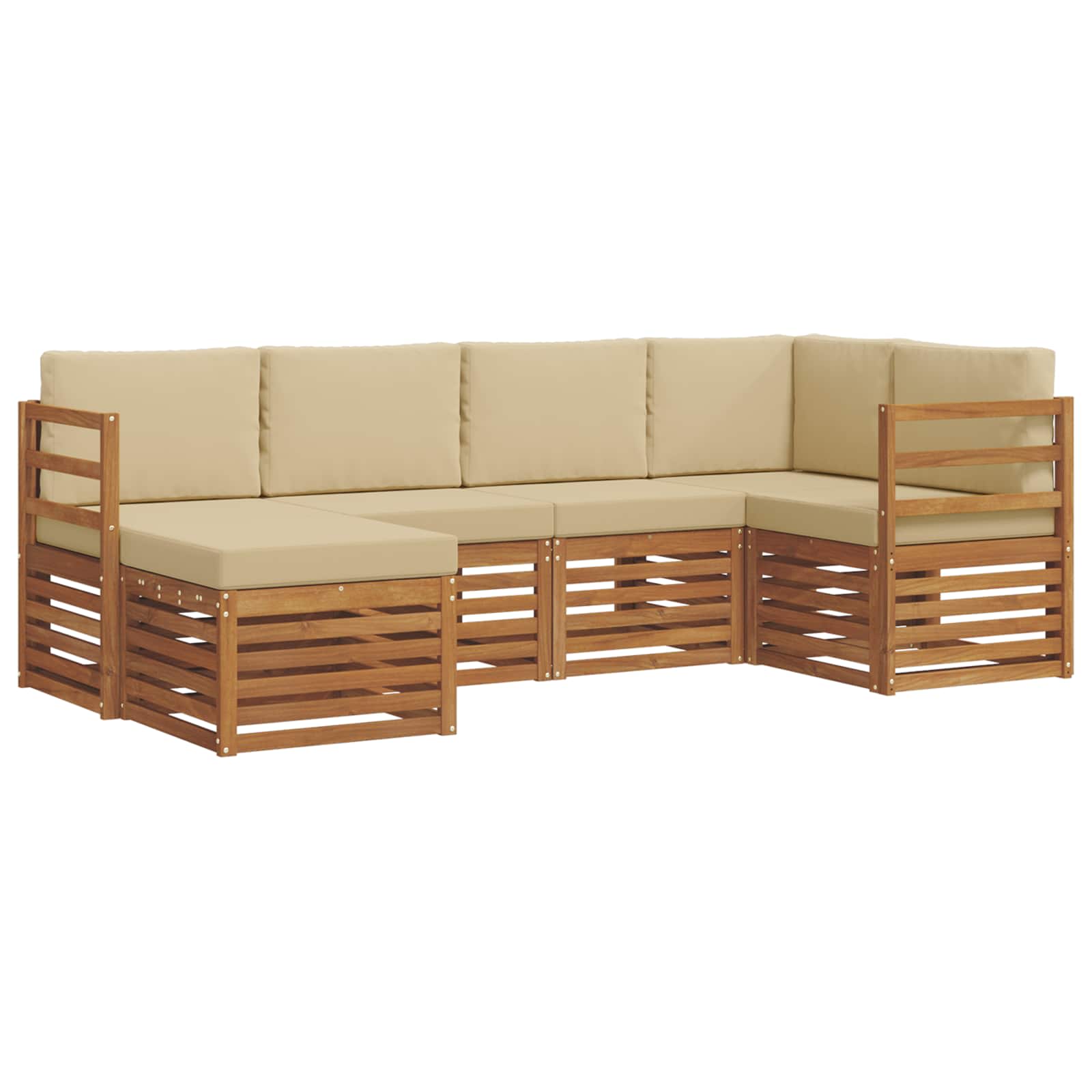 Ensemble de canapé d'angle avec coussin 6 pcs Naturel et Beige - XIOS