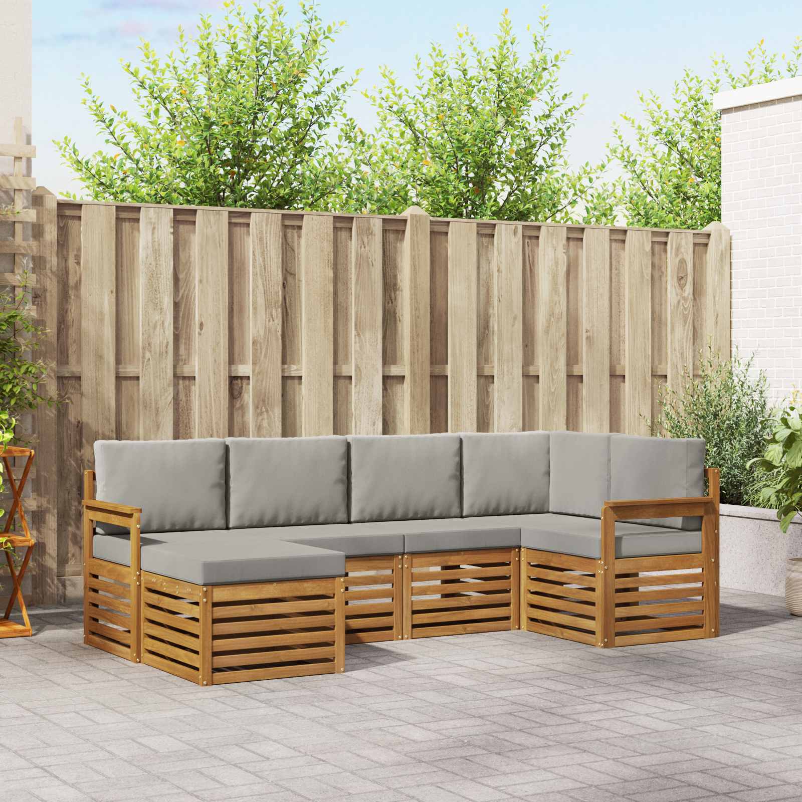 Ensemble de canapé d'angle 6 pcs Gris Naturel et Clair - XIOS