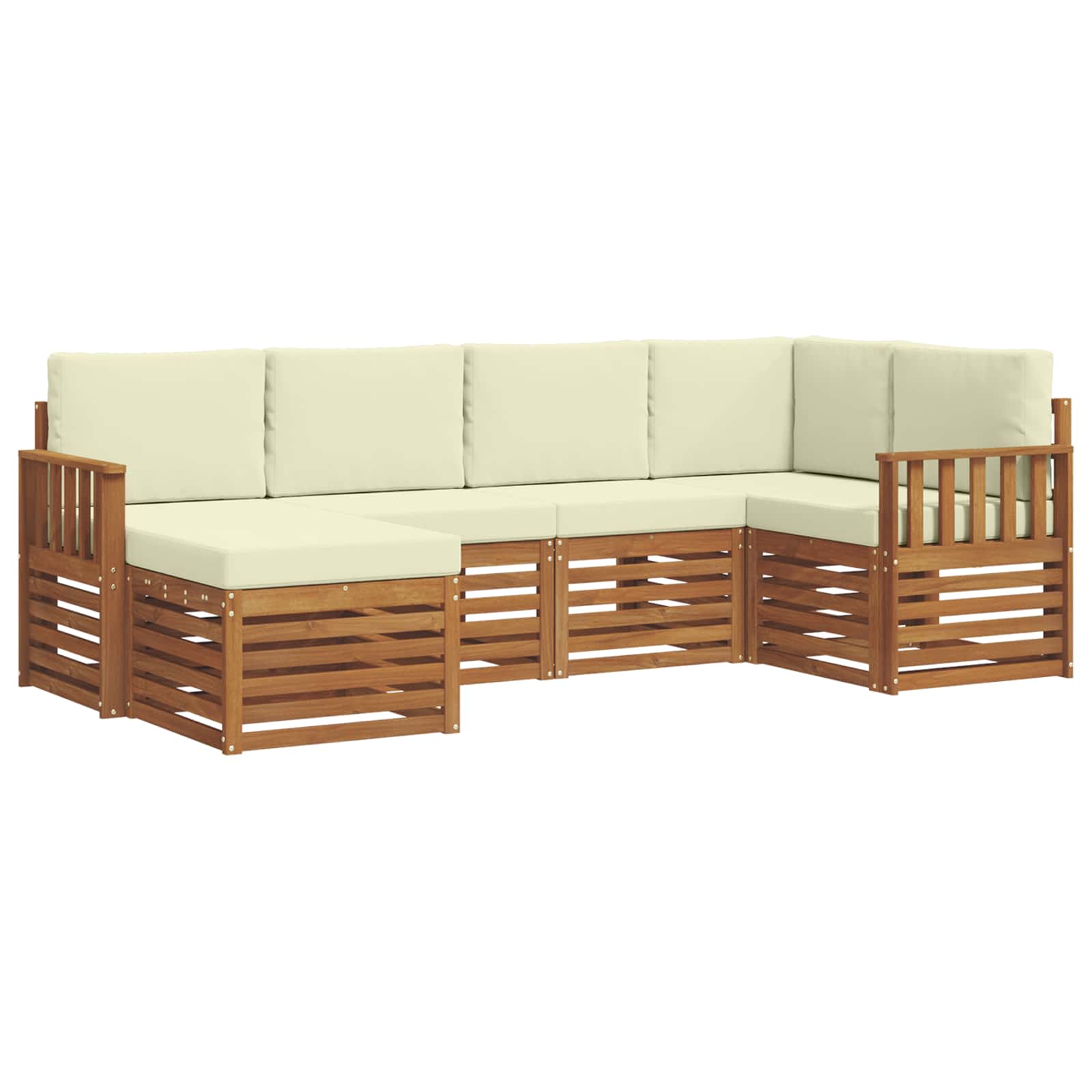 Ensemble de canapé d'angle avec coussin 6 pcs Naturel et Crème - XIOS