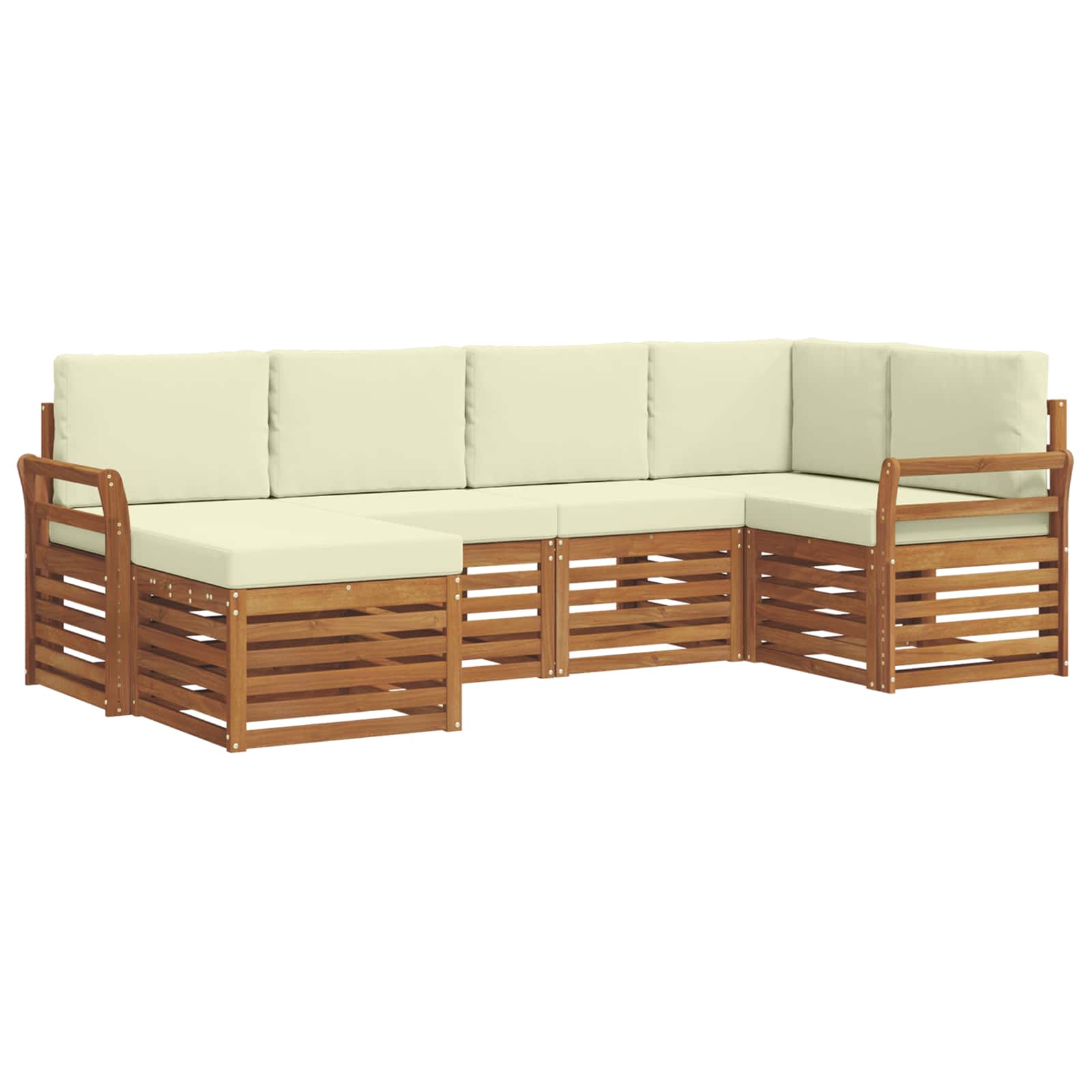 Ensemble de canapé d'angle avec coussin 6 pcs Naturel et Crème - XIOS