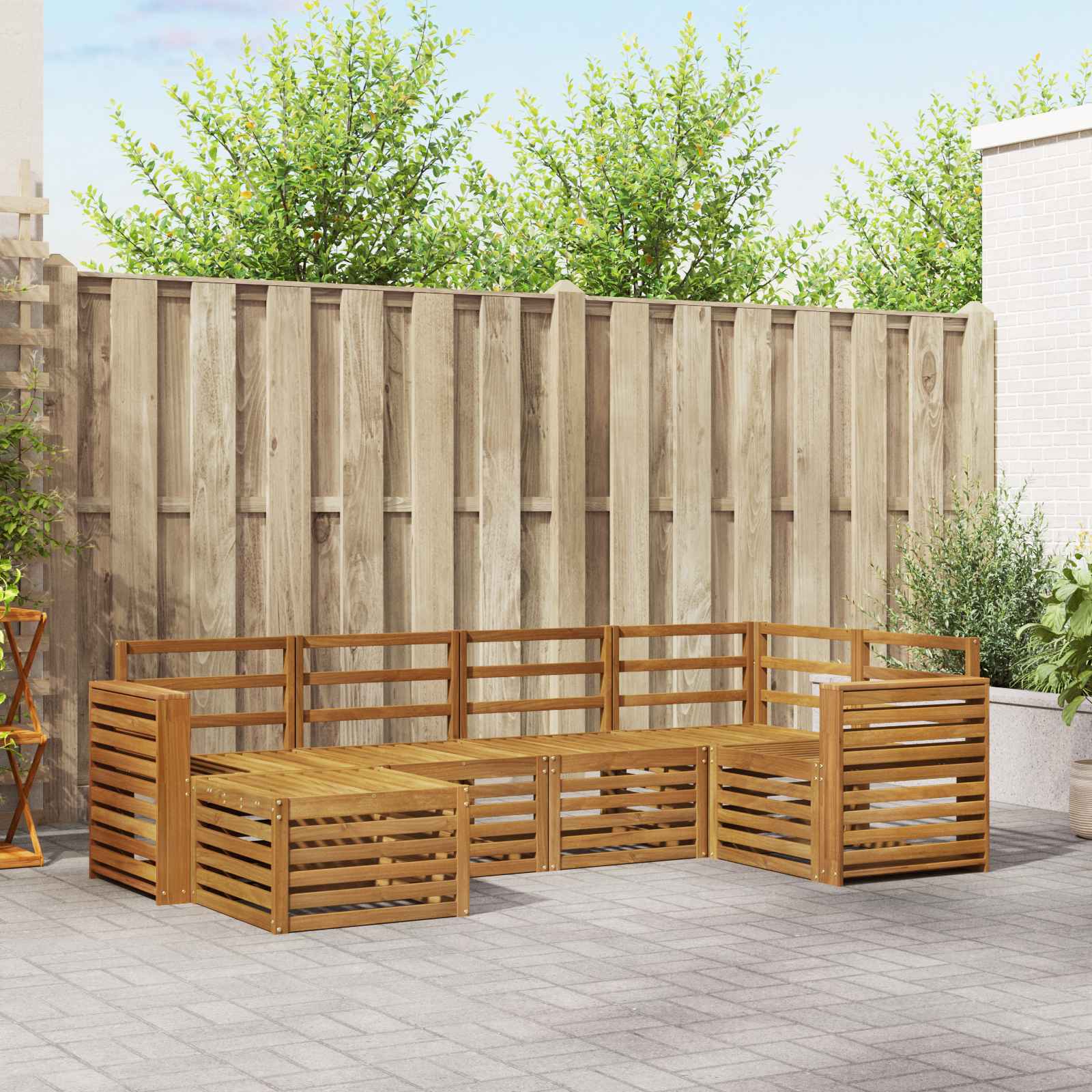 Ensemble de canapé d'angle 6 pcs Naturel Bois d'Acacia Massif - XIOS