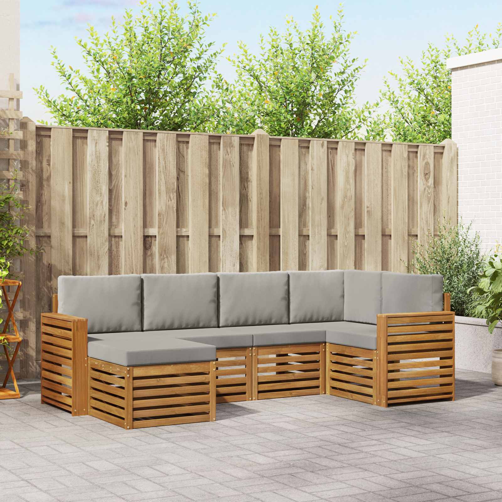 Ensemble de canapé d'angle 6 pcs Gris Naturel et Clair - XIOS