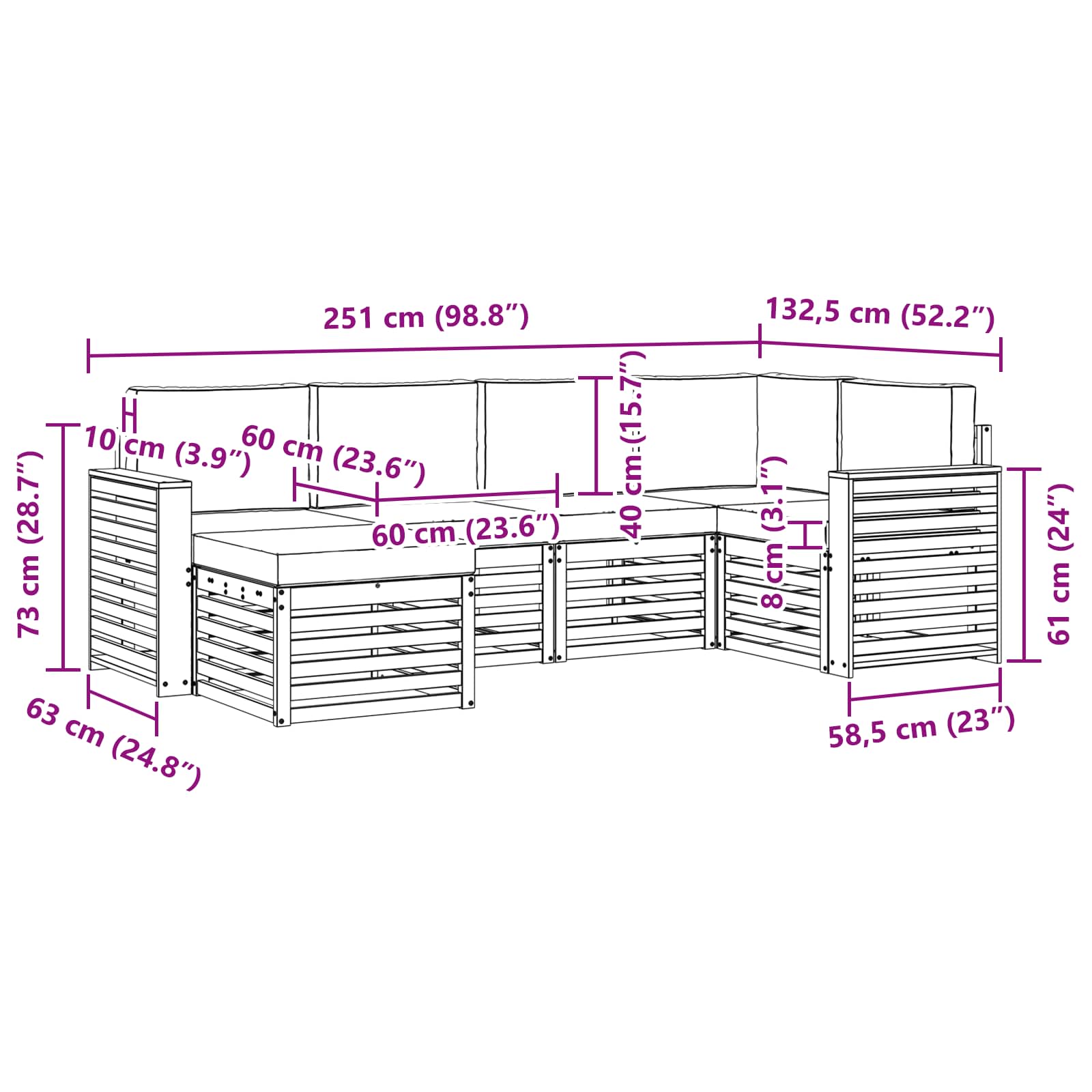 Ensemble de canapé d'angle 6 pcs Naturel et Anthracite - XIOS