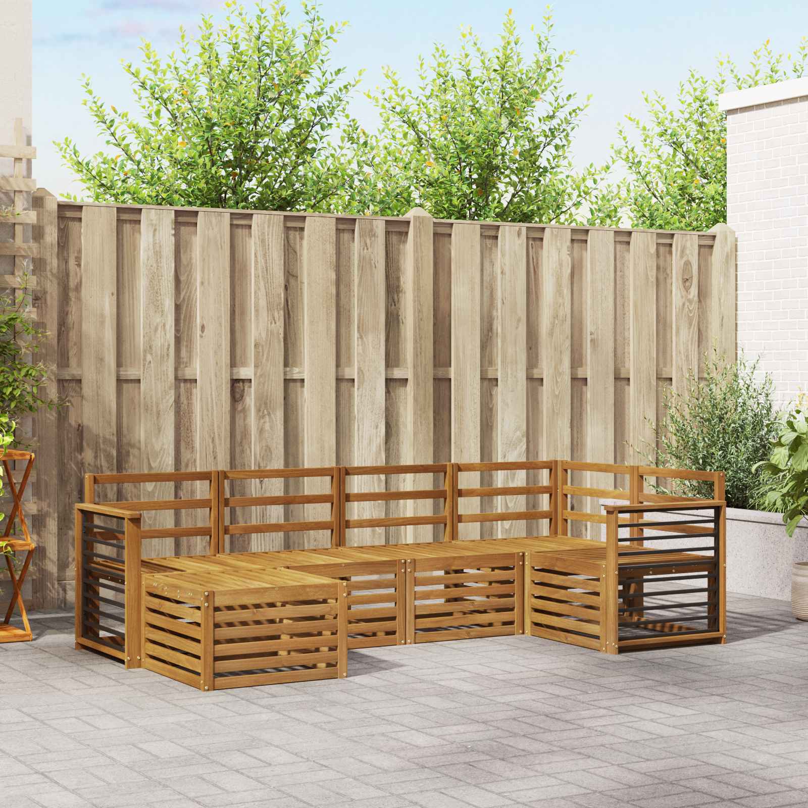 Ensembles de canapés 6 pcs Naturel Bois d'Acacia Massif - XIOS