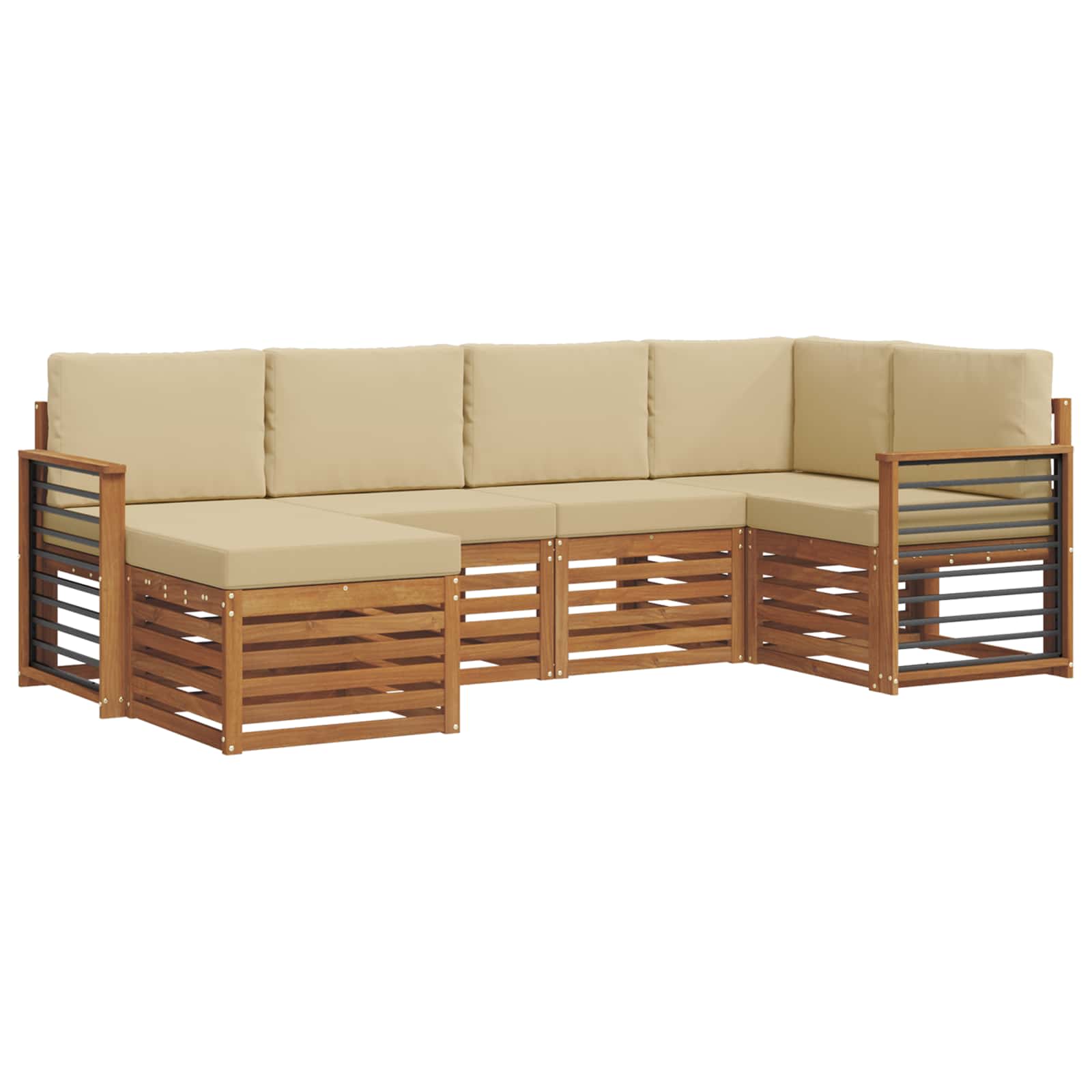 Ensemble de canapé d'angle avec coussin 6 pcs Naturel et Beige - XIOS
