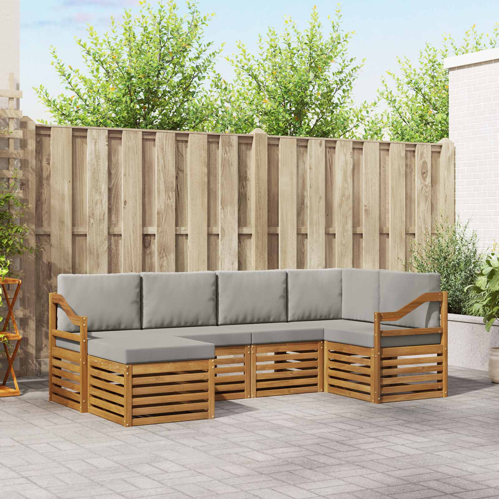 Ensemble de canapé d'angle 6 pcs Gris Naturel et Clair - XIOS
