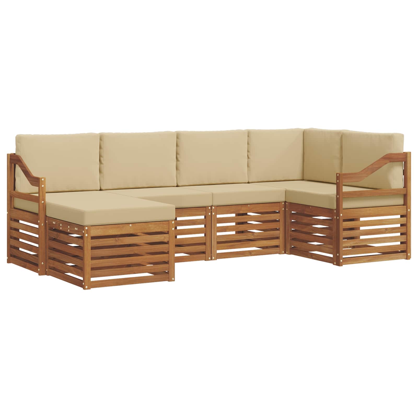 Ensemble de canapé d'angle avec coussin 6 pcs Naturel et Beige - XIOS