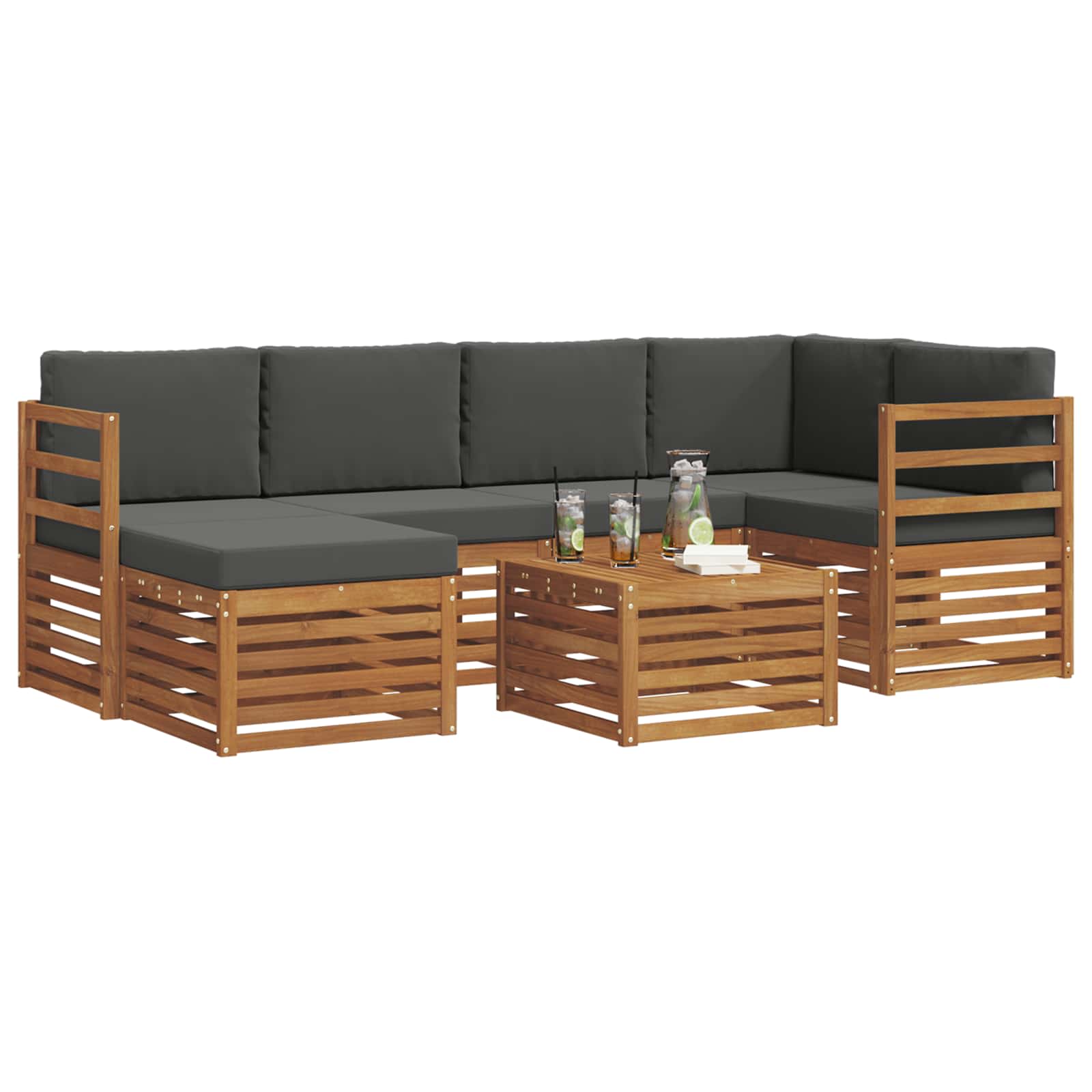 Ensemble de canapé d'angle 7 pcs Naturel et Anthracite - XIOS