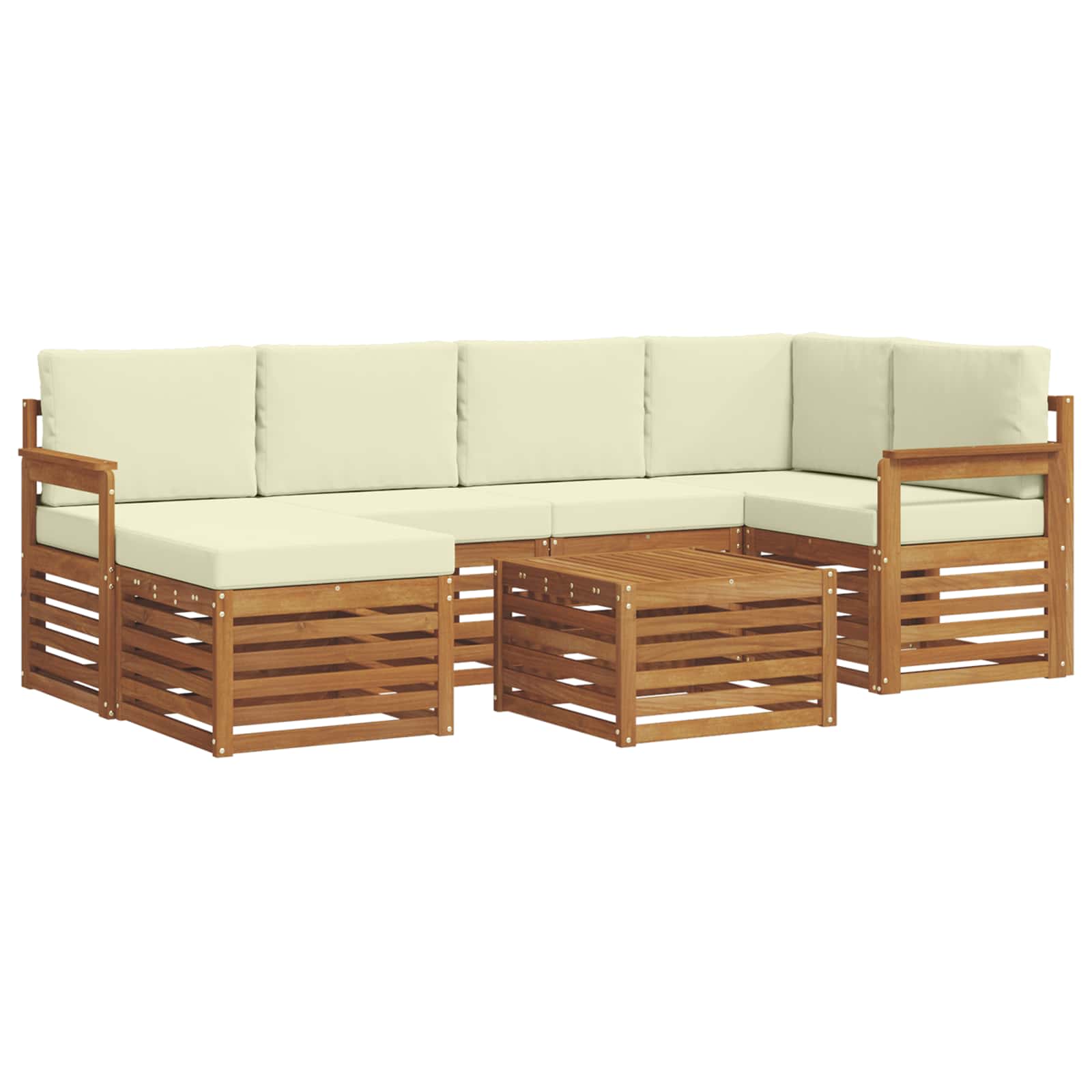 Ensemble de canapés d'extérieur 7 pc Naturel et Crème Polyester