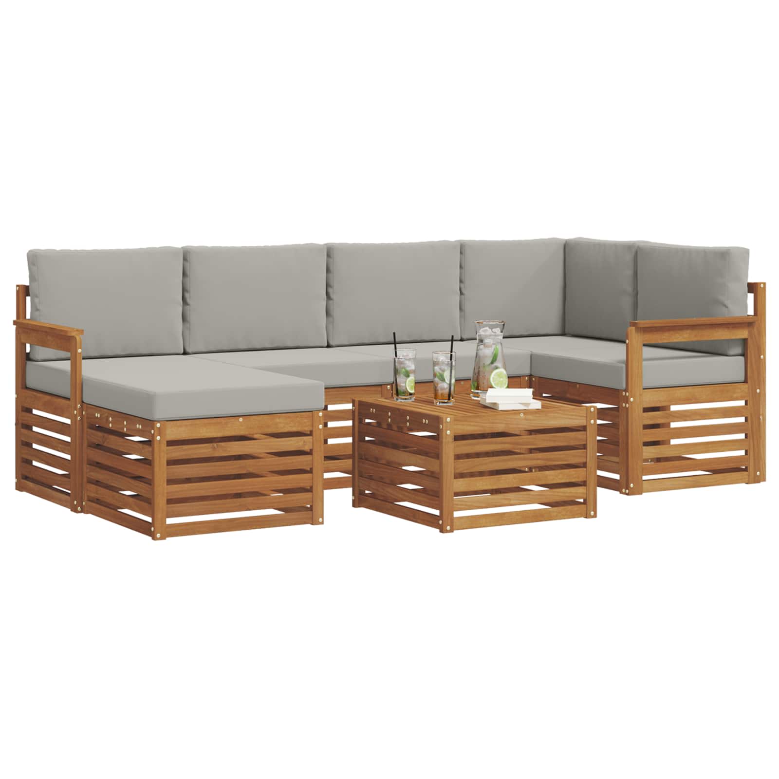 Ensemble de canapé d'angle 7 pcs Gris Naturel et Clair - XIOS