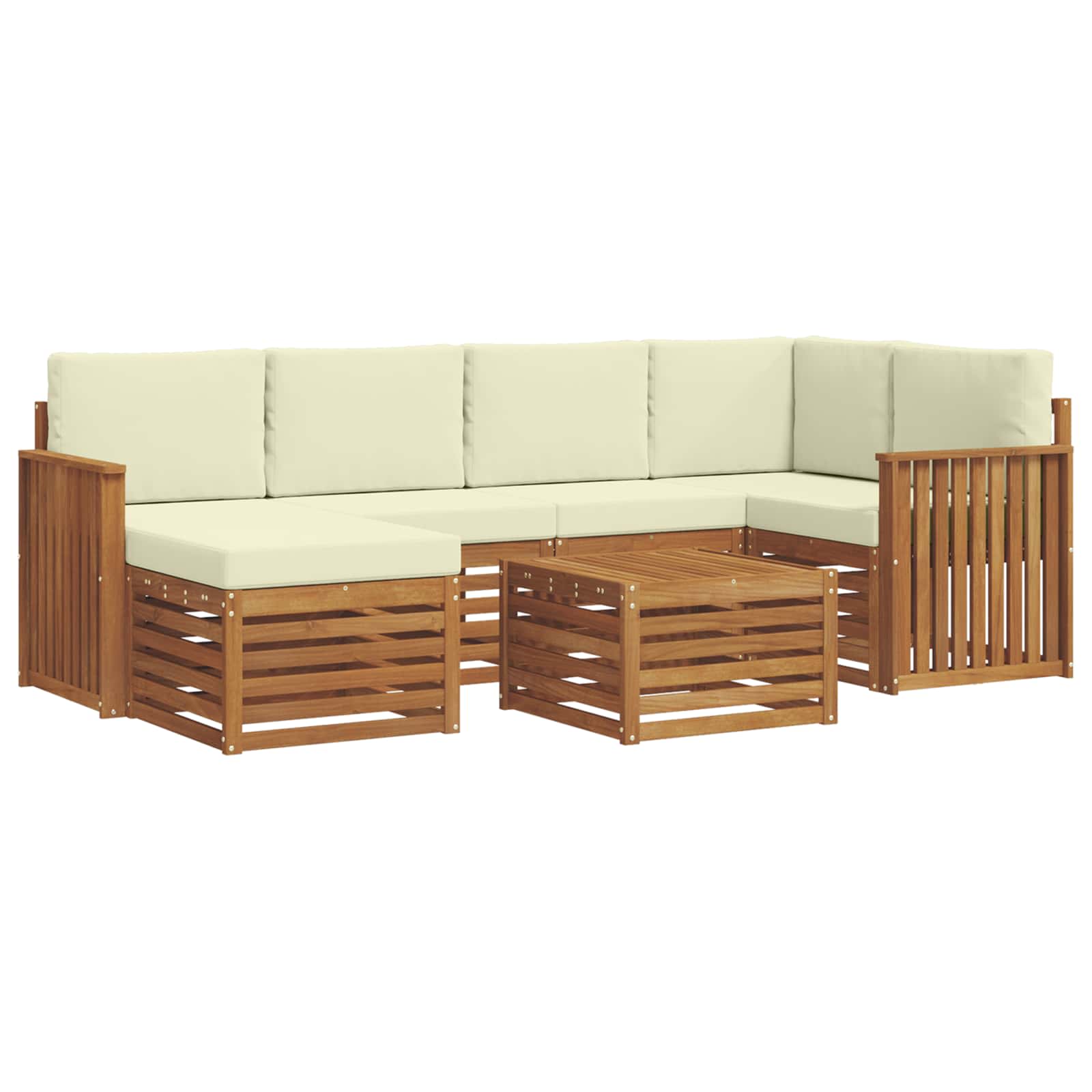Ensemble de canapé d'angle avec coussin 7 pcs Naturel et Crème - XIOS