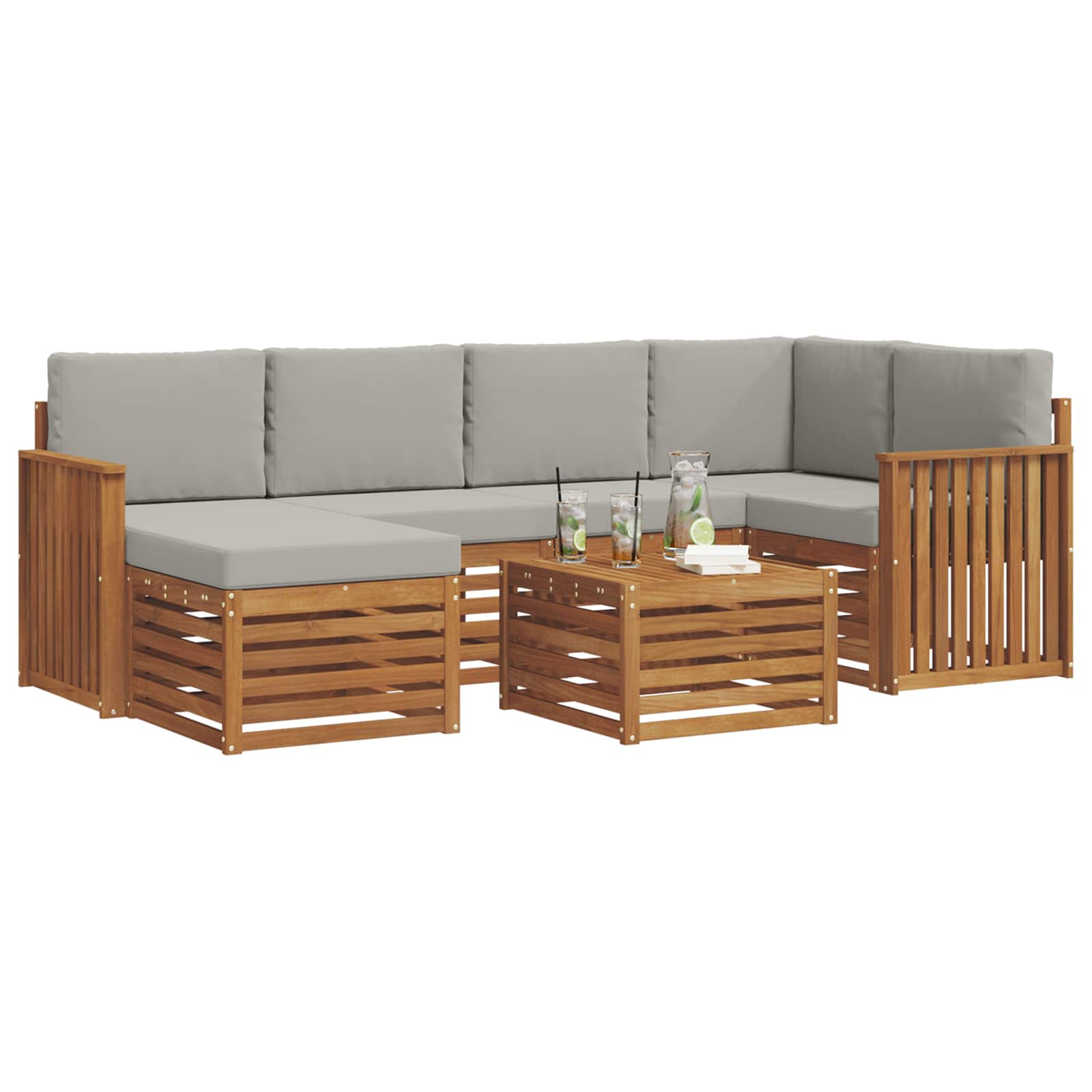 Ensemble de canapé d'angle 7 pcs Gris Naturel et Clair