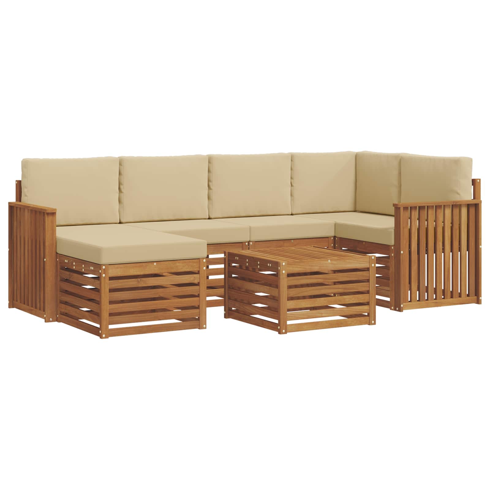 Ensemble de canapé d'angle avec coussin 7 pcs Naturel et Beige - XIOS