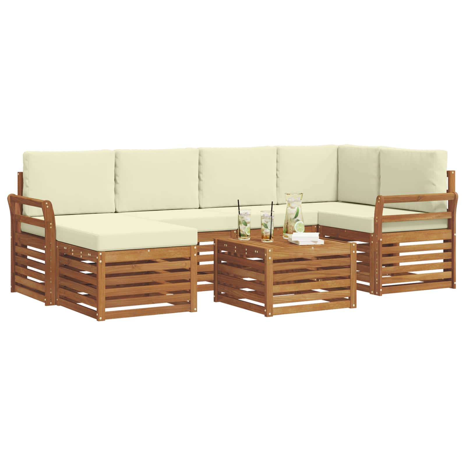 Ensembles de canapés avec coussin 7 pcs Naturel et Crème - XIOS