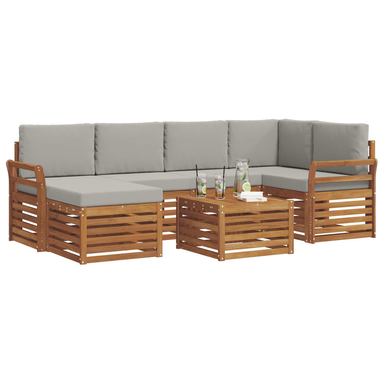 Ensemble de canapé d'angle 7 pcs Gris Naturel et Clair