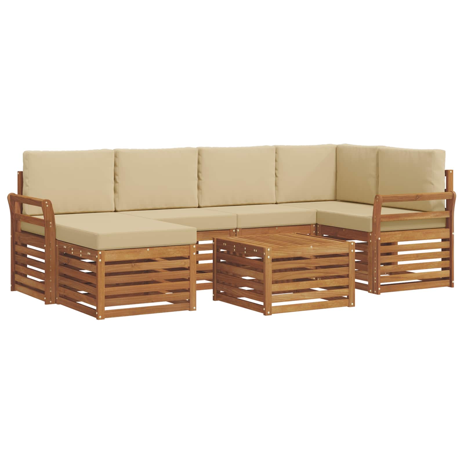 Ensemble de canapé d'angle avec coussin 7 pcs Naturel et Beige - XIOS