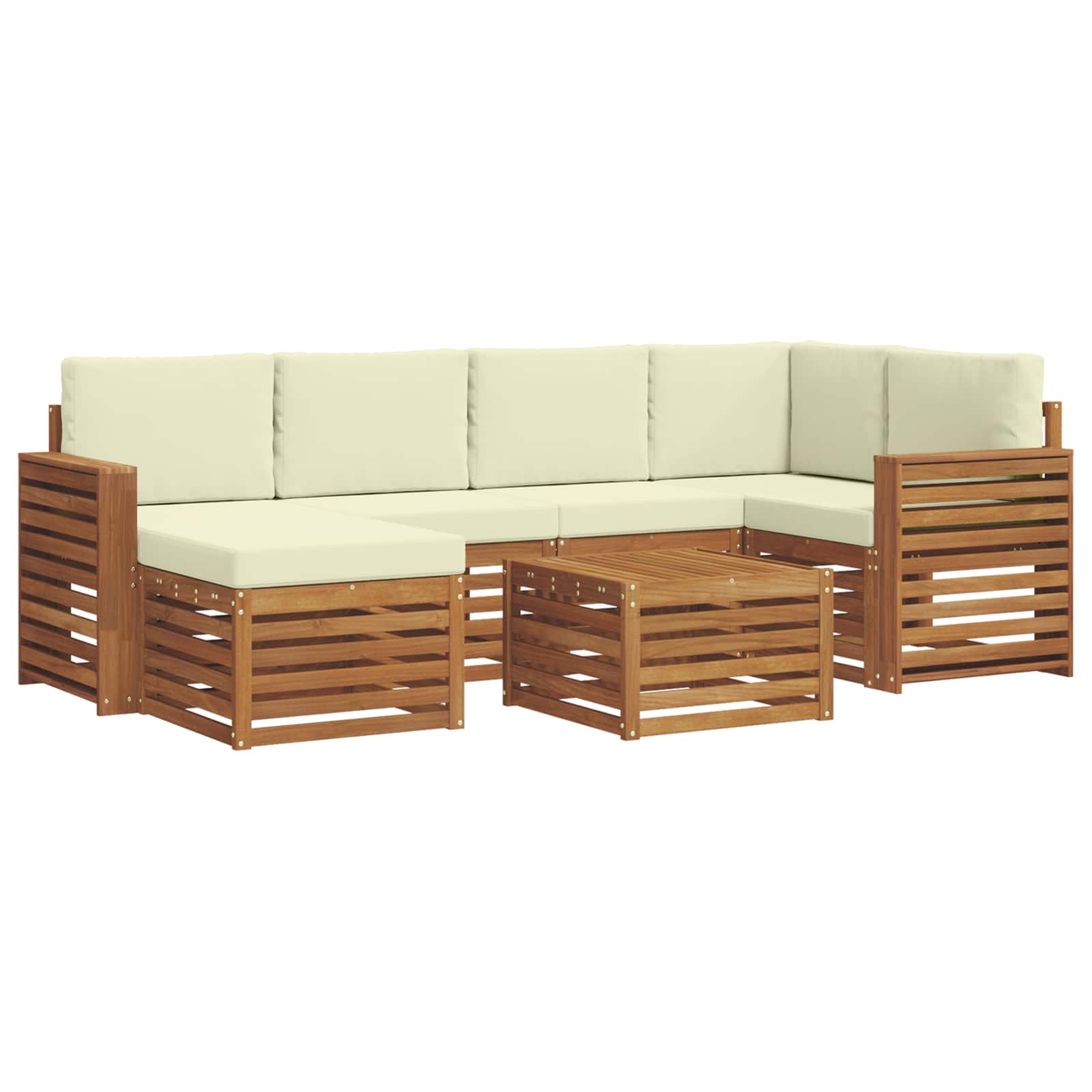 Ensemble de canapé d'angle avec coussin 7 pcs Naturel et Crème - XIOS