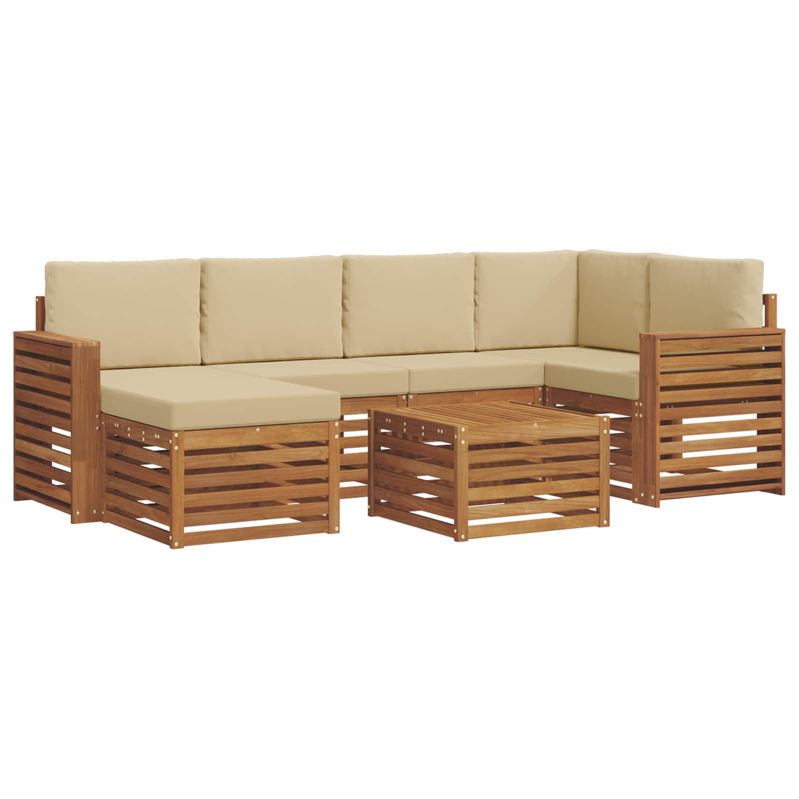 Ensemble de canapé d'angle avec coussin 7 pcs Naturel et Beige - XIOS