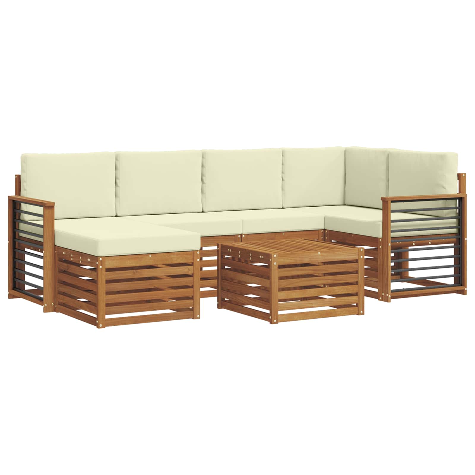 Ensemble de canapé d'angle avec coussin 7 pcs Naturel et Crème - XIOS