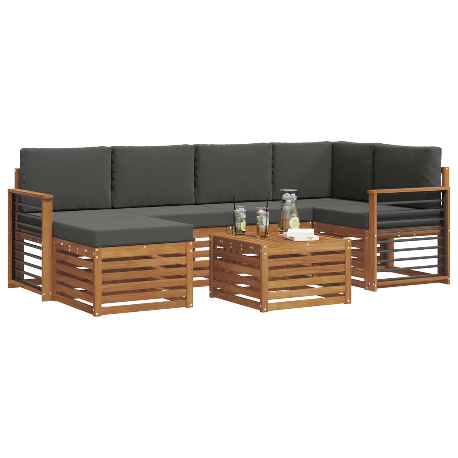 Ensemble de canapé d'angle 7 pcs Naturel et Anthracite - XIOS