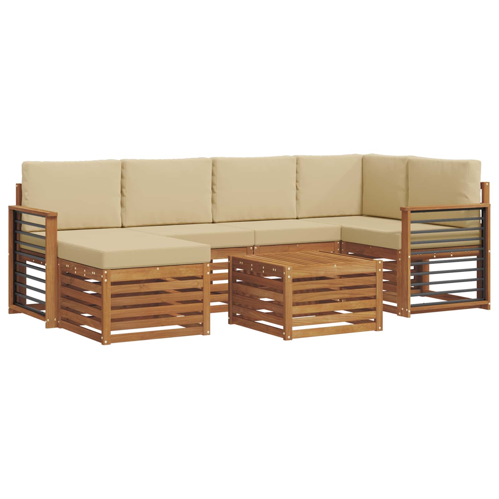 Ensemble de canapé d'angle avec coussin 7 pcs Naturel et Beige - XIOS