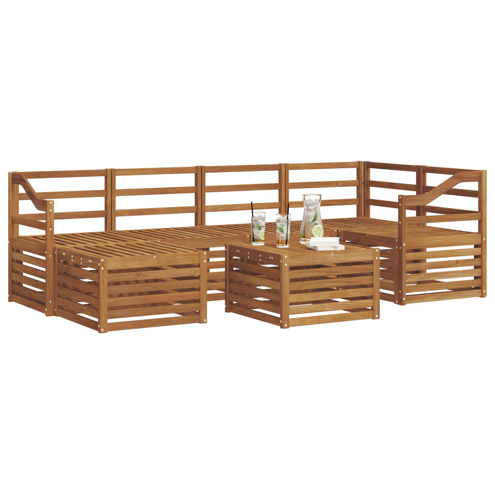 Ensemble de canapé d'angle 7 pcs Naturel Bois d'Acacia Massif - XIOS