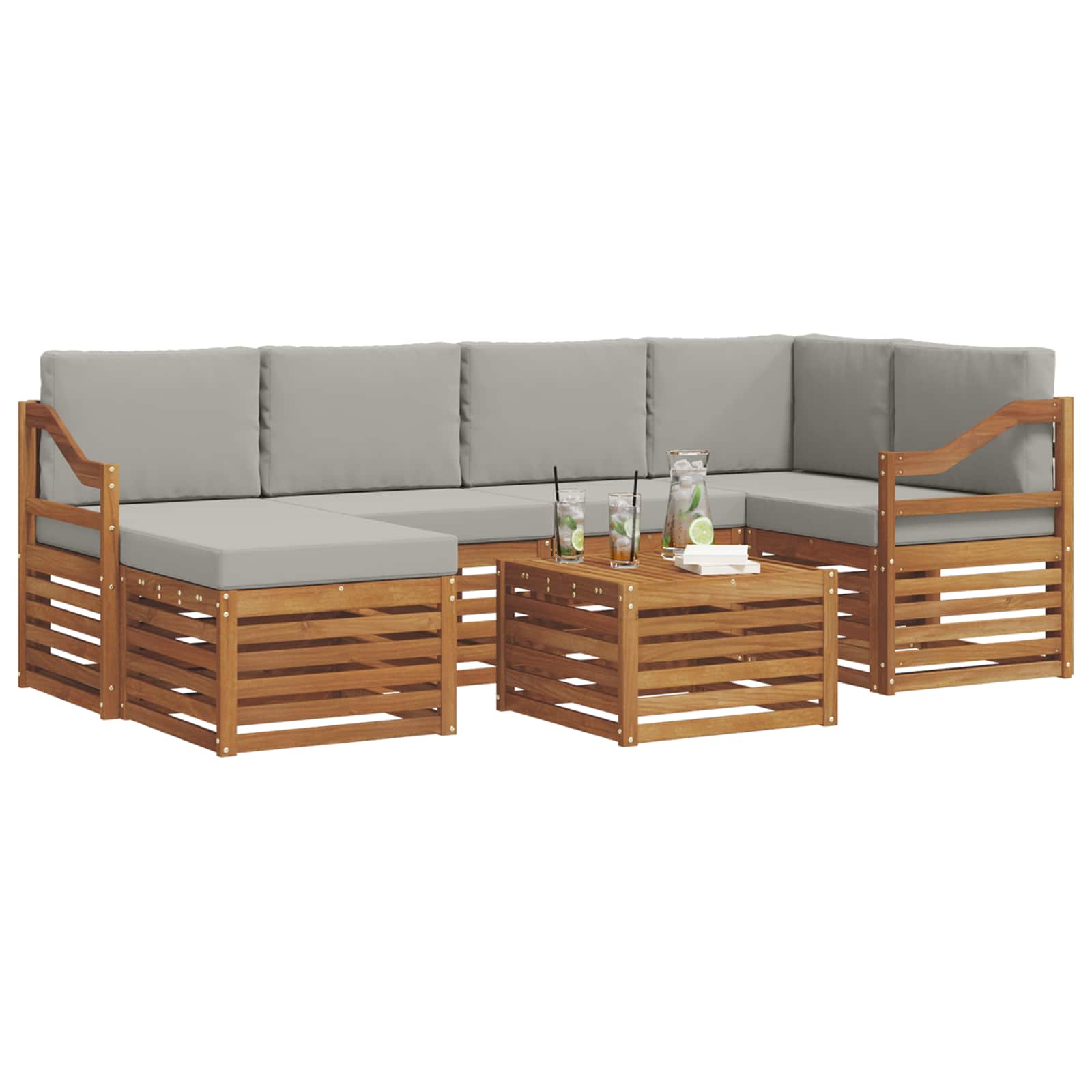 Ensemble de canapé d'angle 7 pcs Gris Naturel et Clair