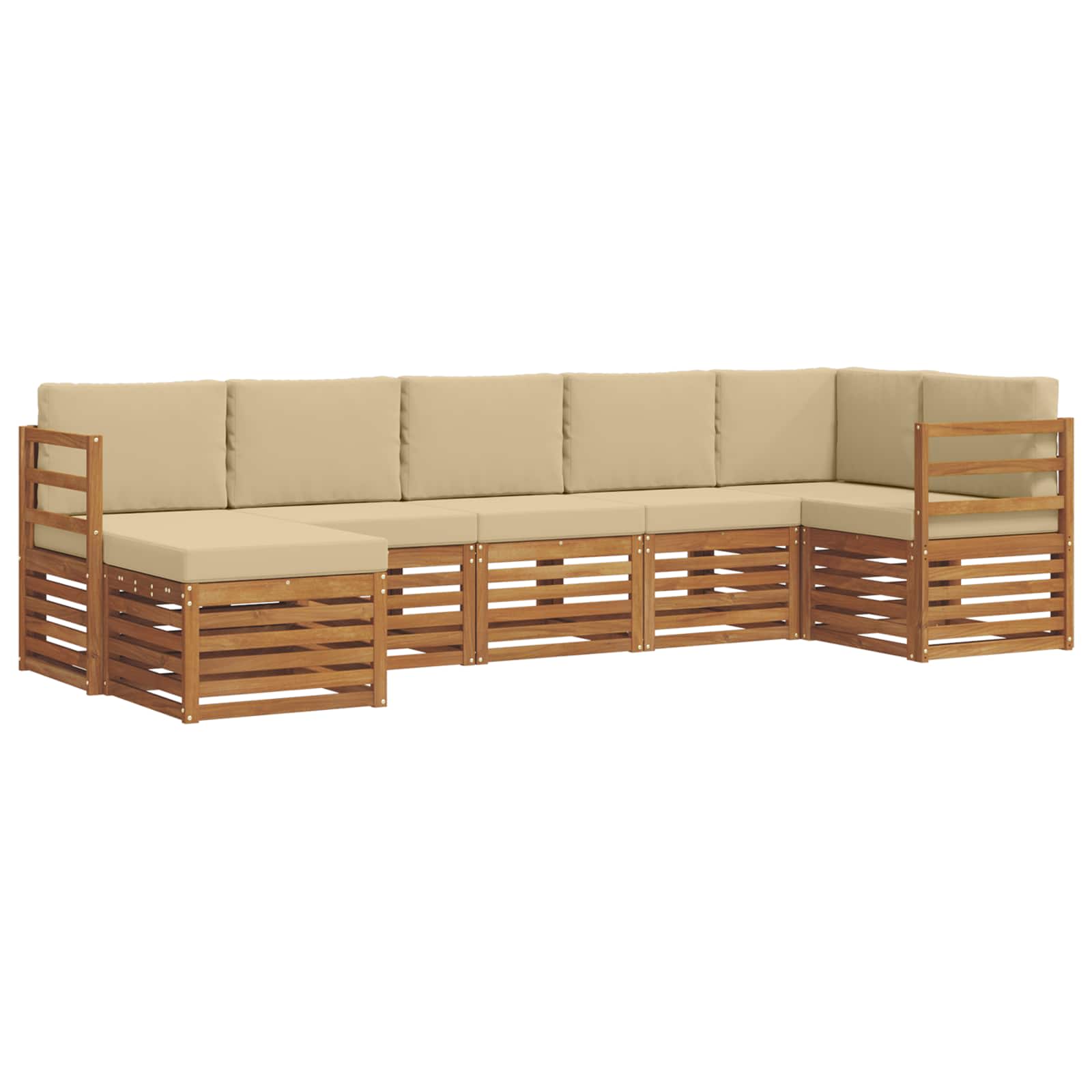 Ensemble de canapé d'angle avec coussin 7 pcs Naturel et Beige - XIOS