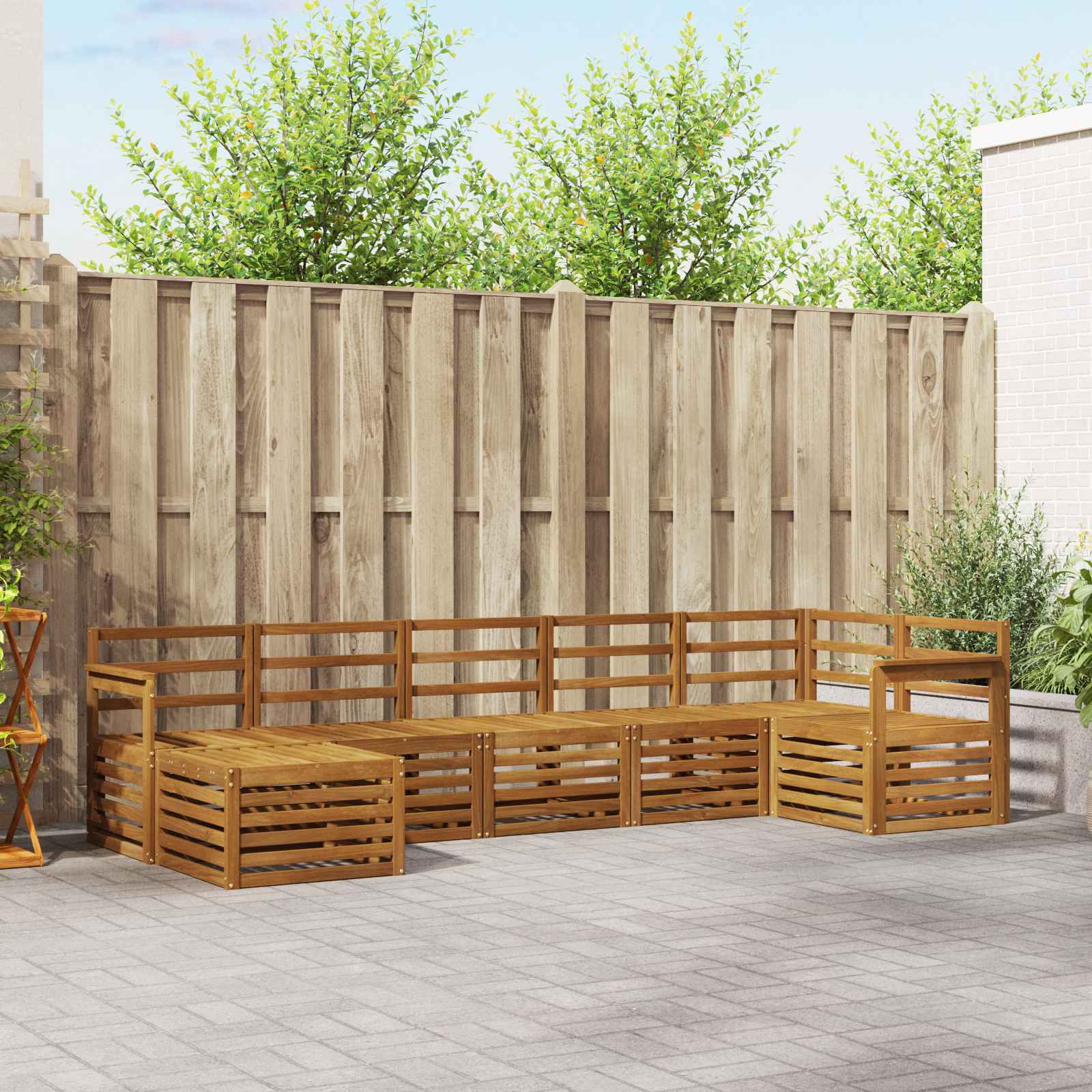 Ensemble de canapé d'angle 7 pcs Naturel Bois d'Acacia Massif - XIOS