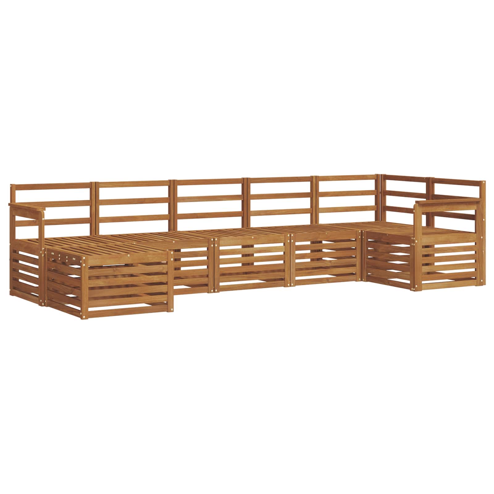 Ensemble de canapé d'angle 7 pcs Naturel Bois d'Acacia Massif - XIOS