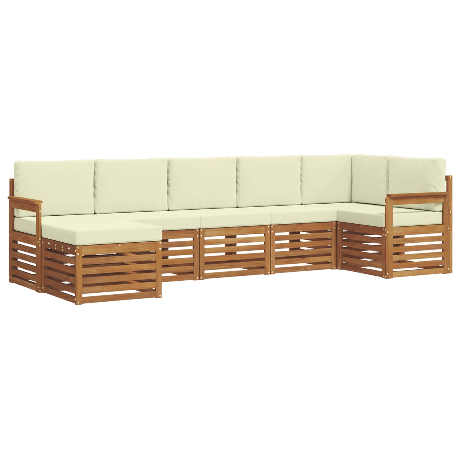 Ensemble de canapé d'angle avec coussin 7 pcs Naturel et Crème - XIOS