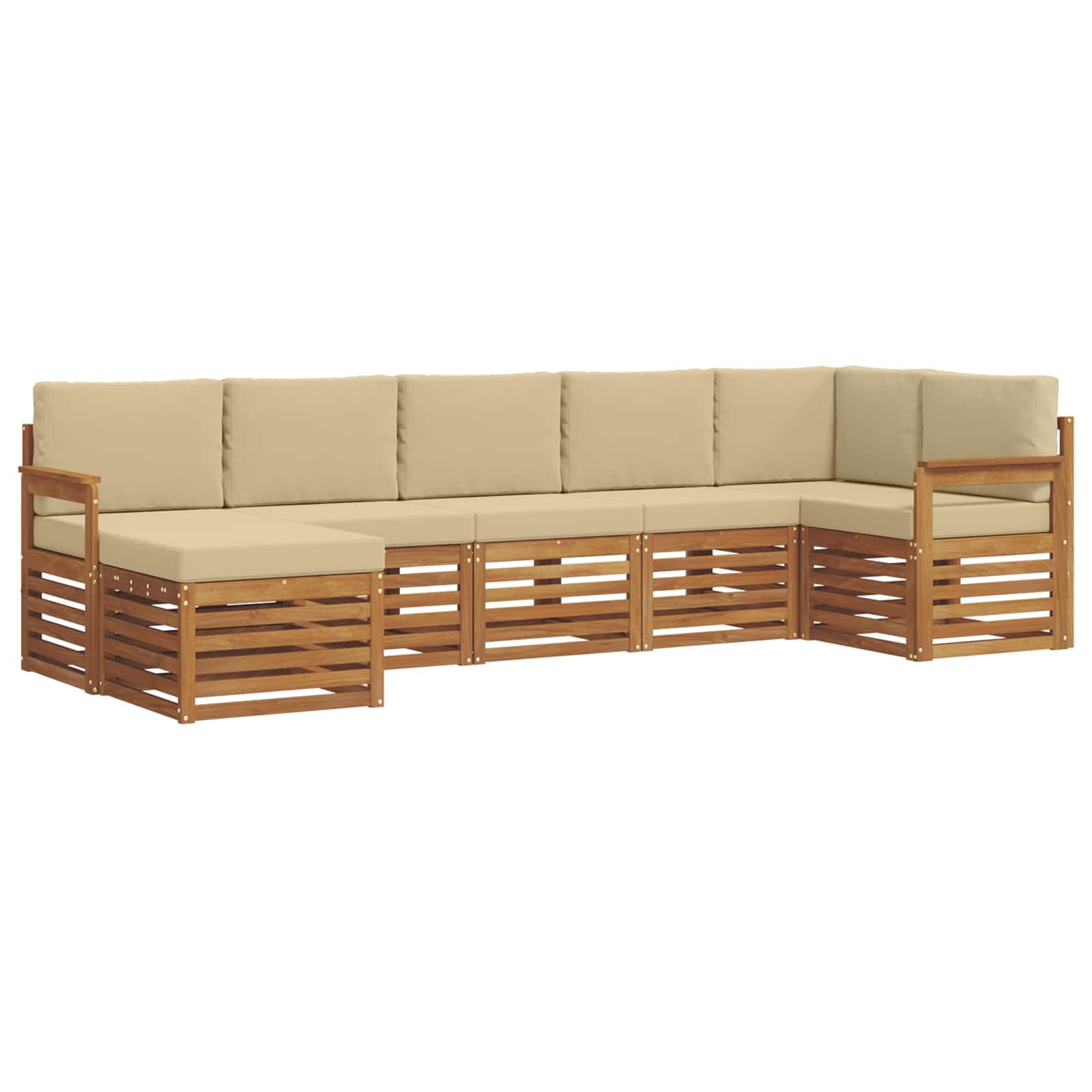 Ensemble de canapé d'angle avec coussin 7 pcs Naturel et Beige - XIOS