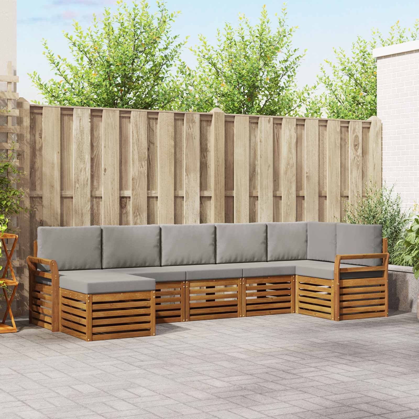 Ensemble de canapé d'angle 7 pcs Gris Naturel et Clair