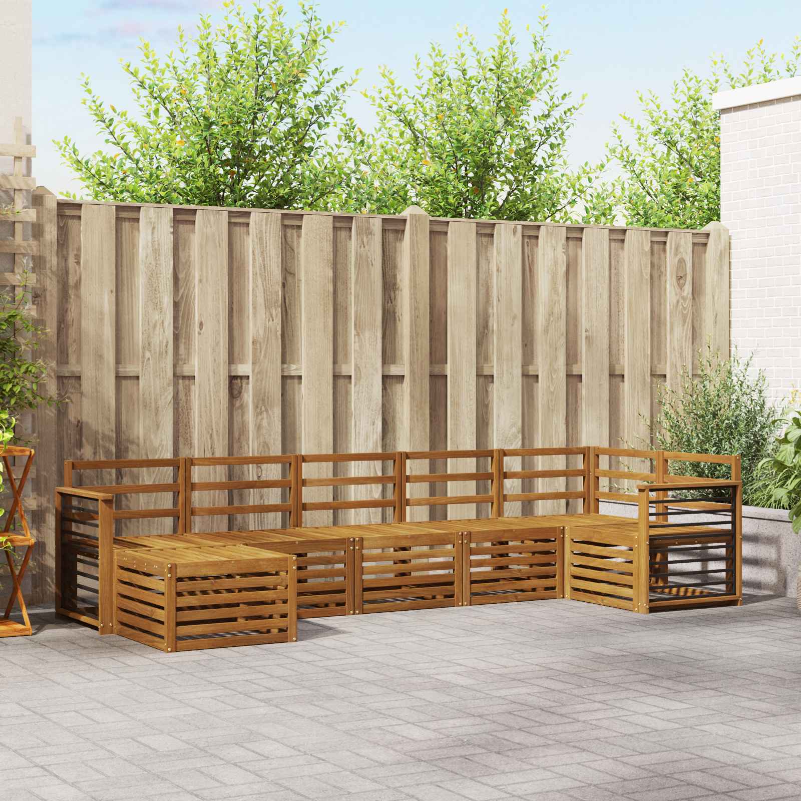 Ensembles de canapés 7 pcs Naturel Bois d'Acacia Massif - XIOS