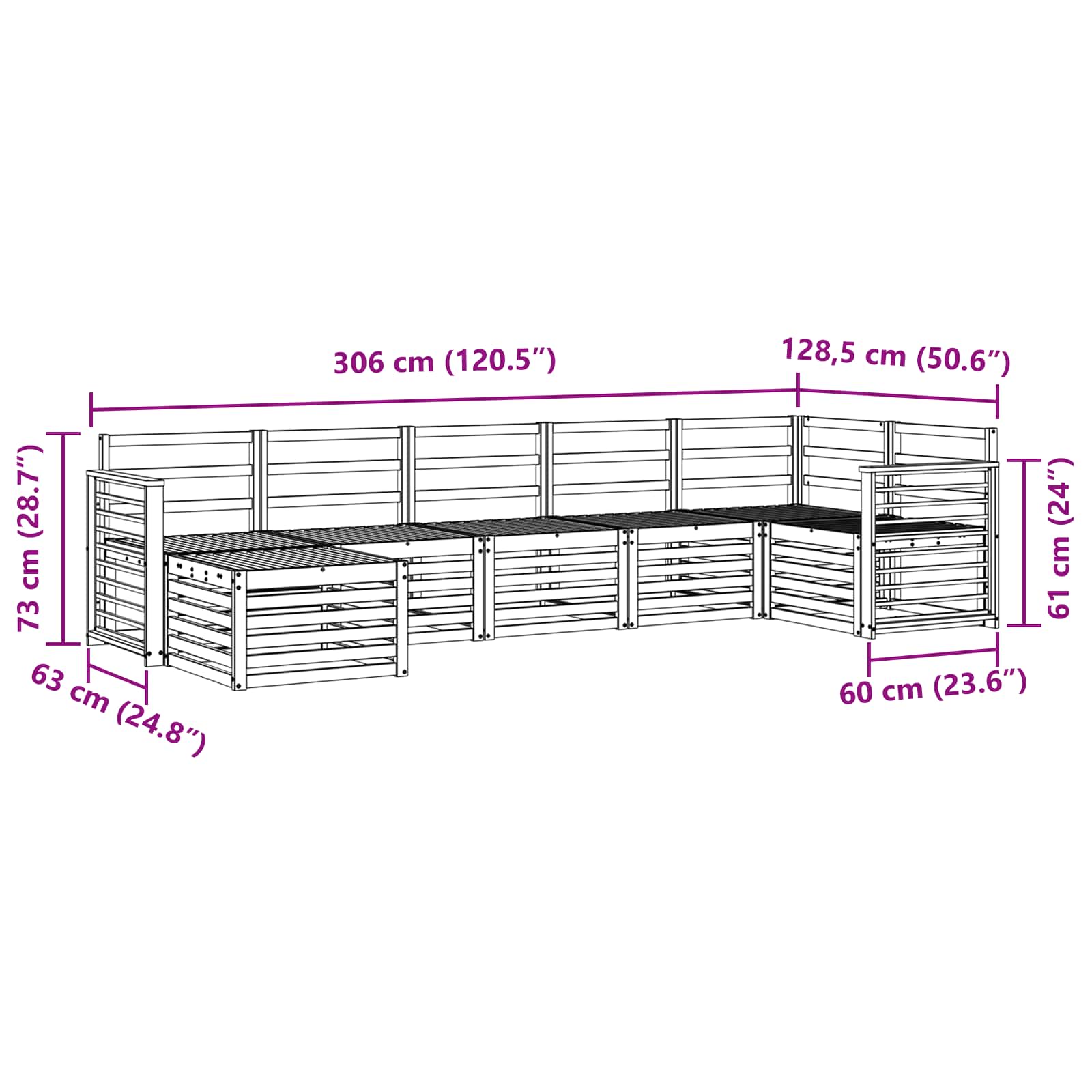 Ensembles de canapés 7 pcs Naturel Bois d'Acacia Massif - XIOS