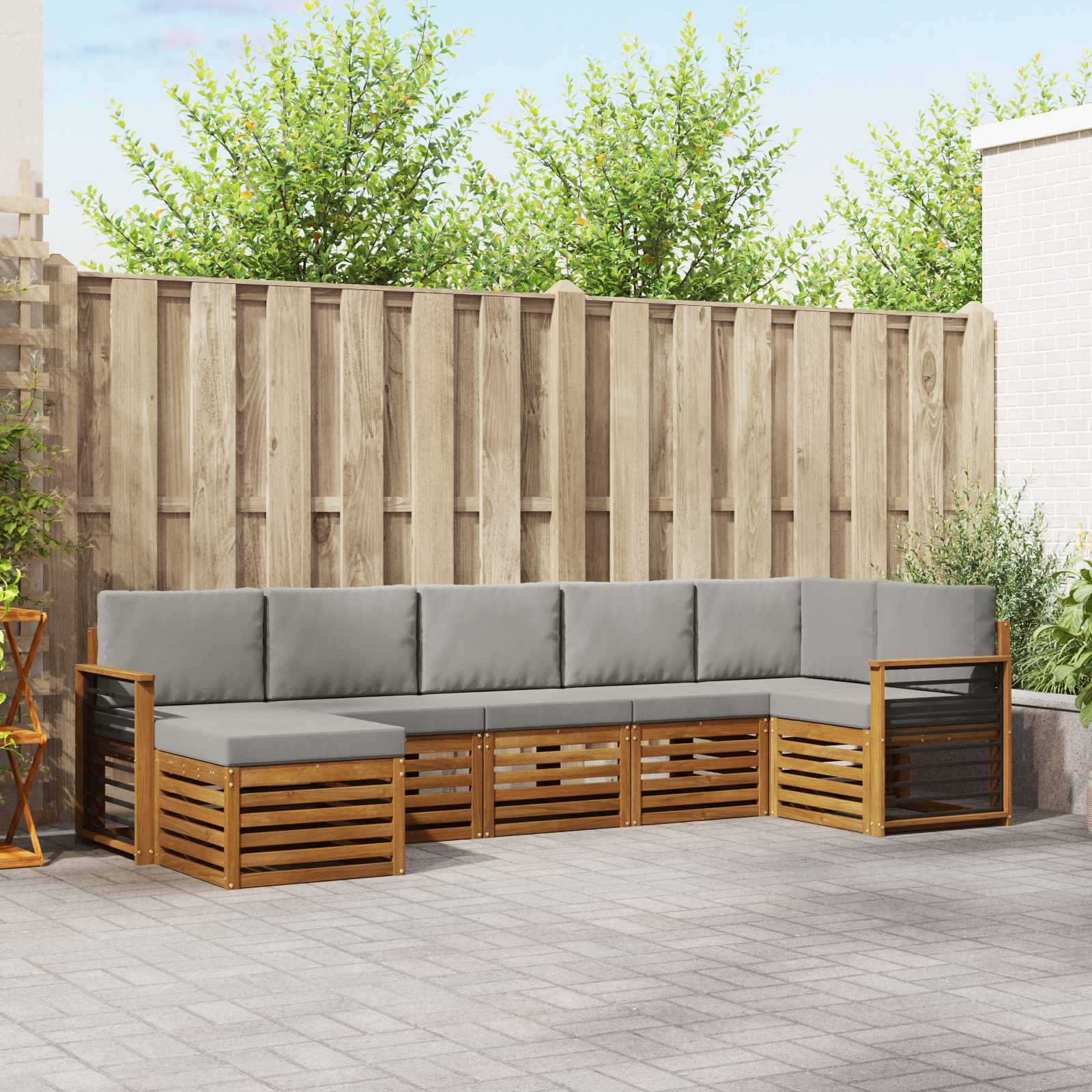 Ensemble de canapé d'angle 7 pcs Gris Naturel et Clair