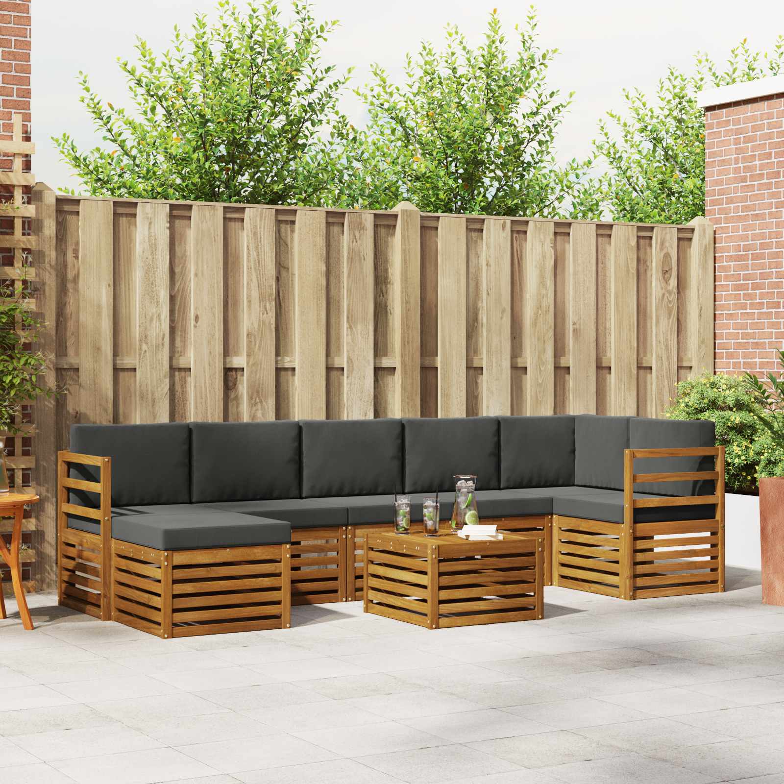 Ensemble de canapés d'extérieur 8 pcs Naturel et Anthracite - XIOS