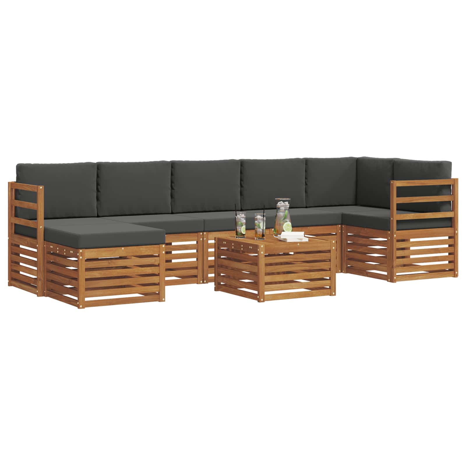 Ensemble de canapés d'extérieur 8 pcs Naturel et Anthracite - XIOS